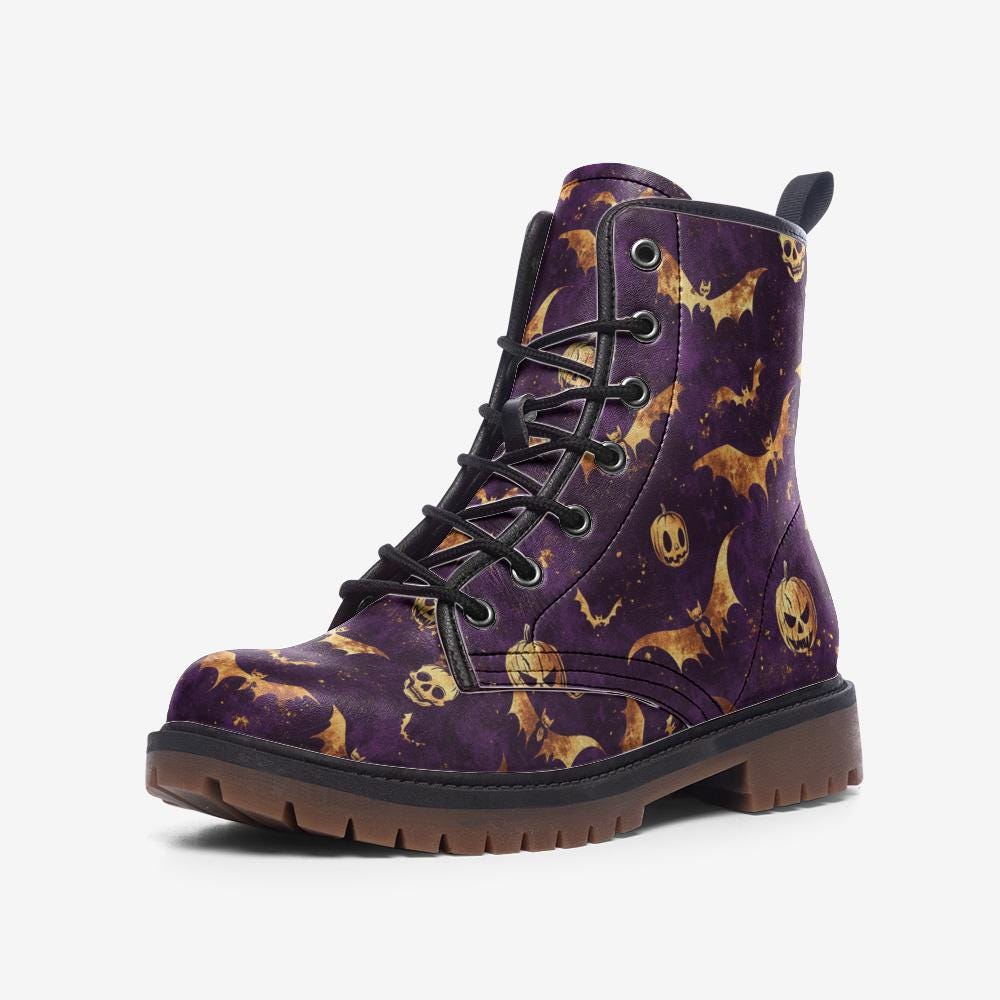 Purple Halloween Vegan Leather Combat boots