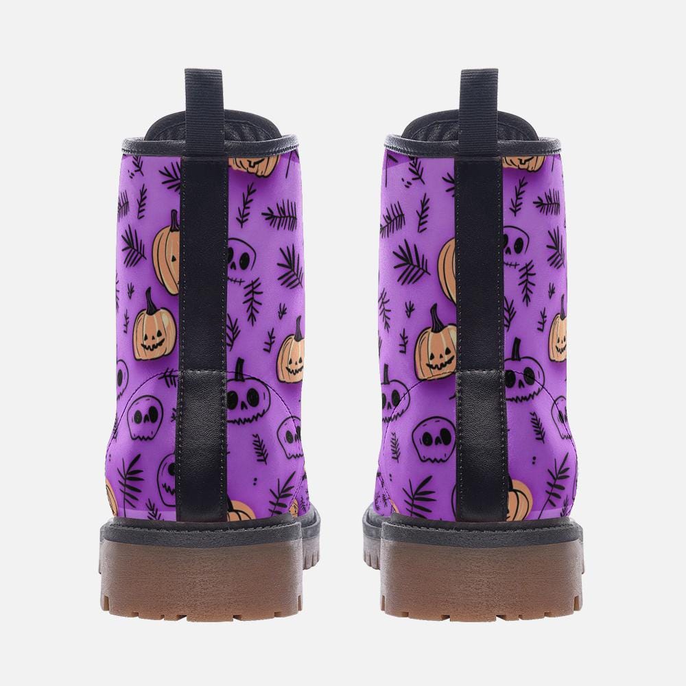 Purple Halloween Vegan Leather Lightweight lace up boots