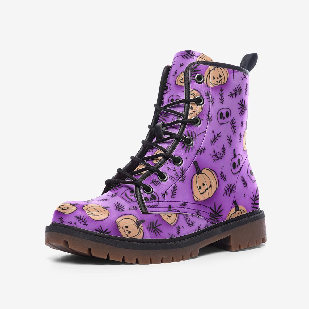 Purple Halloween Vegan Leather Lightweight lace up boots