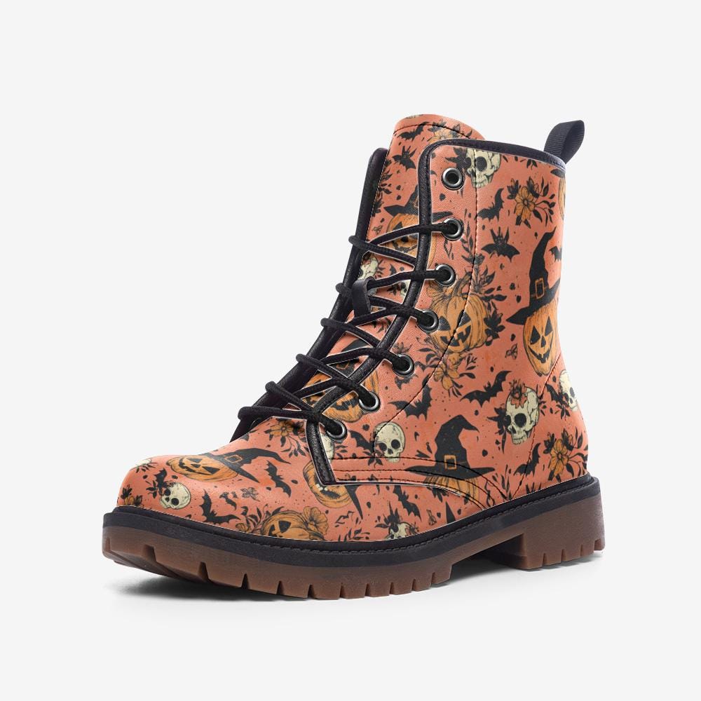 Halloween Vegan Leather Lightweight combat boots