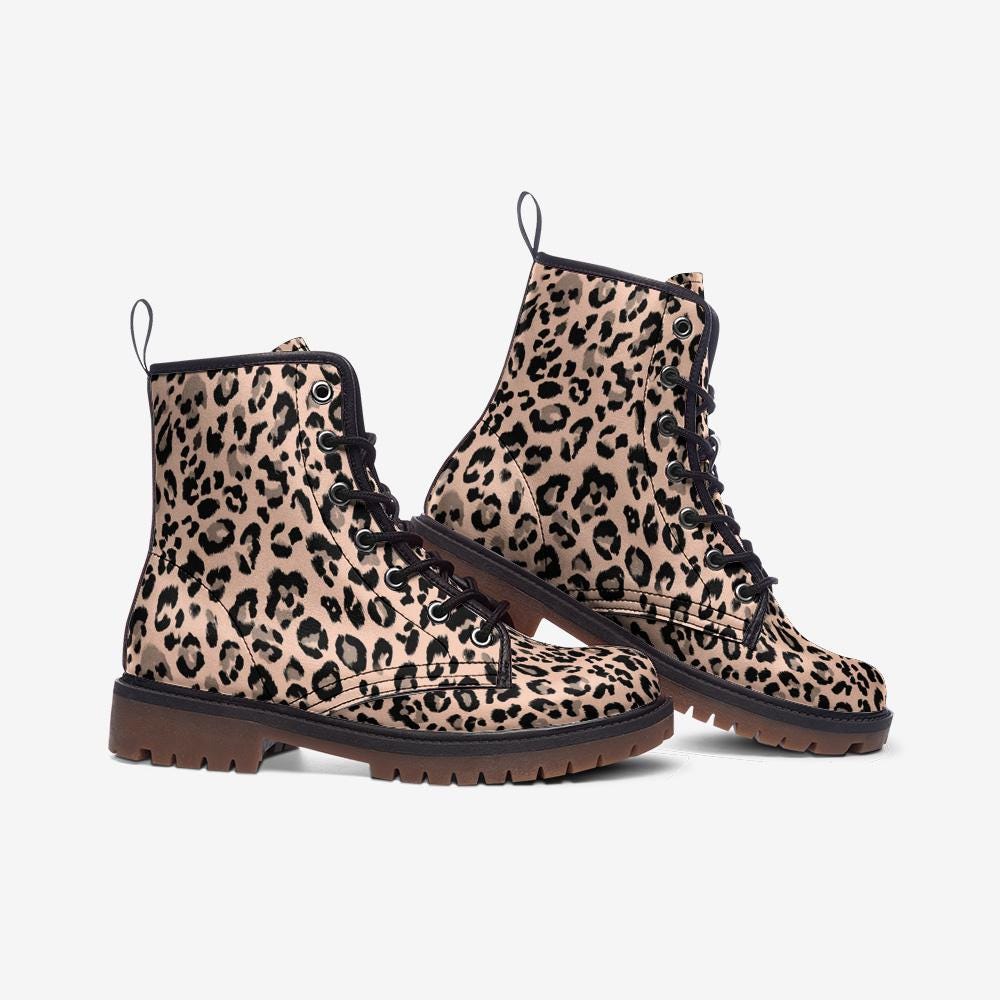 Leopard Print Vegan Leather Lightweight combat boots MT