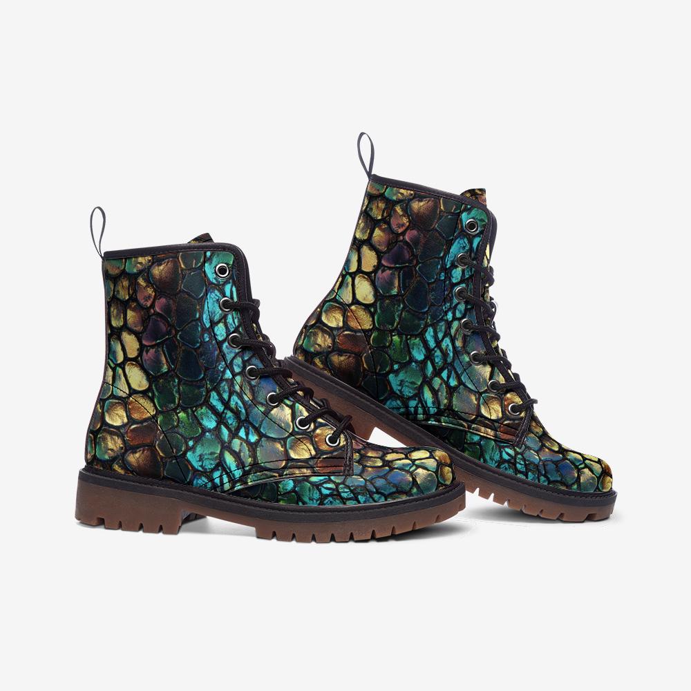 Rainbow Reptilian Metallic Vegan Leather Lightweight boots
