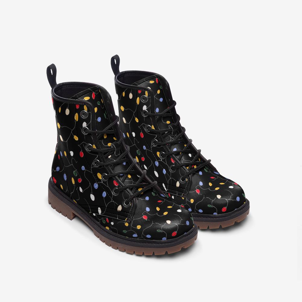 Christmas Lights Casual Vegan Leather Lightweight boots