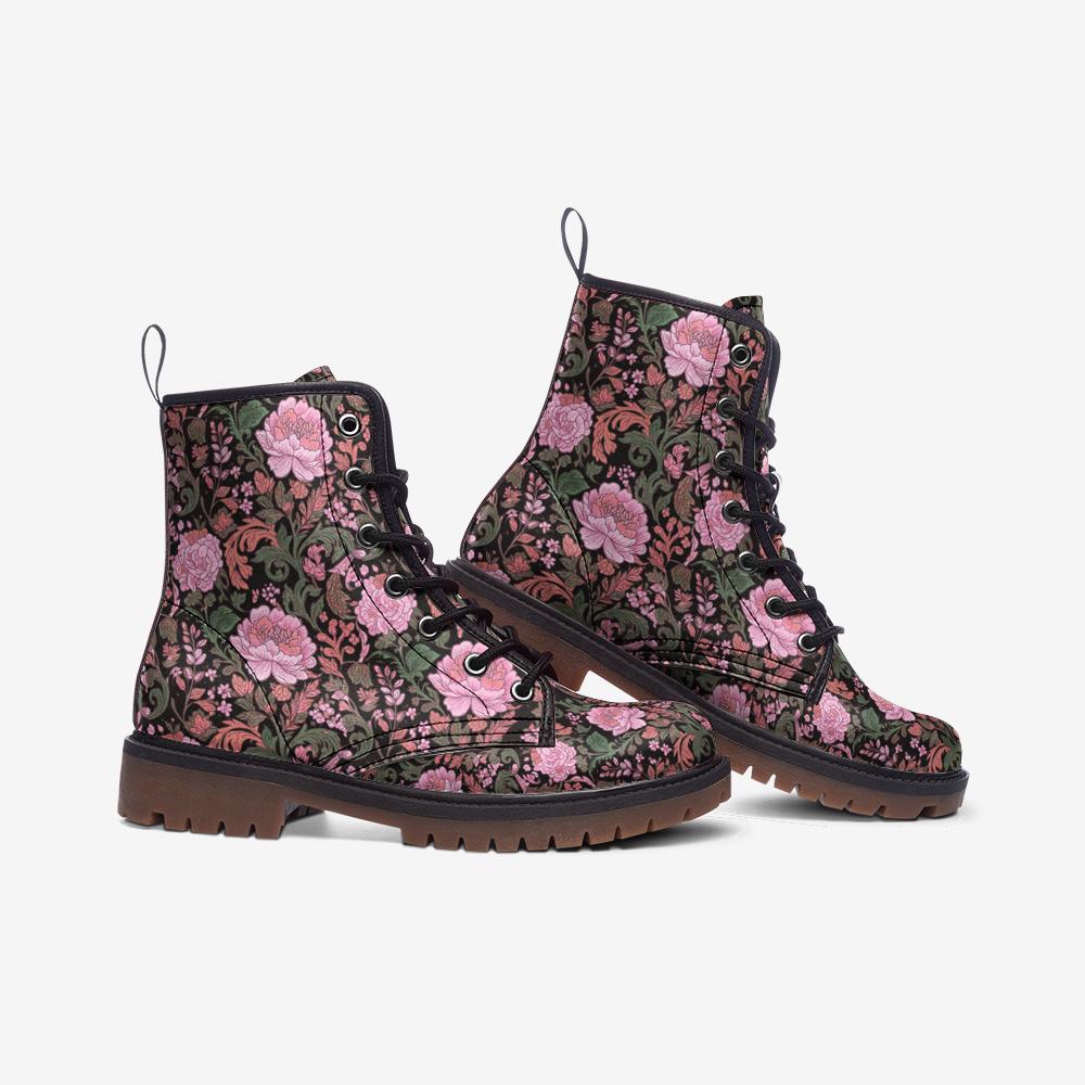 Vintage Bohemian Floral Print Vegan Leather Lightweight boots