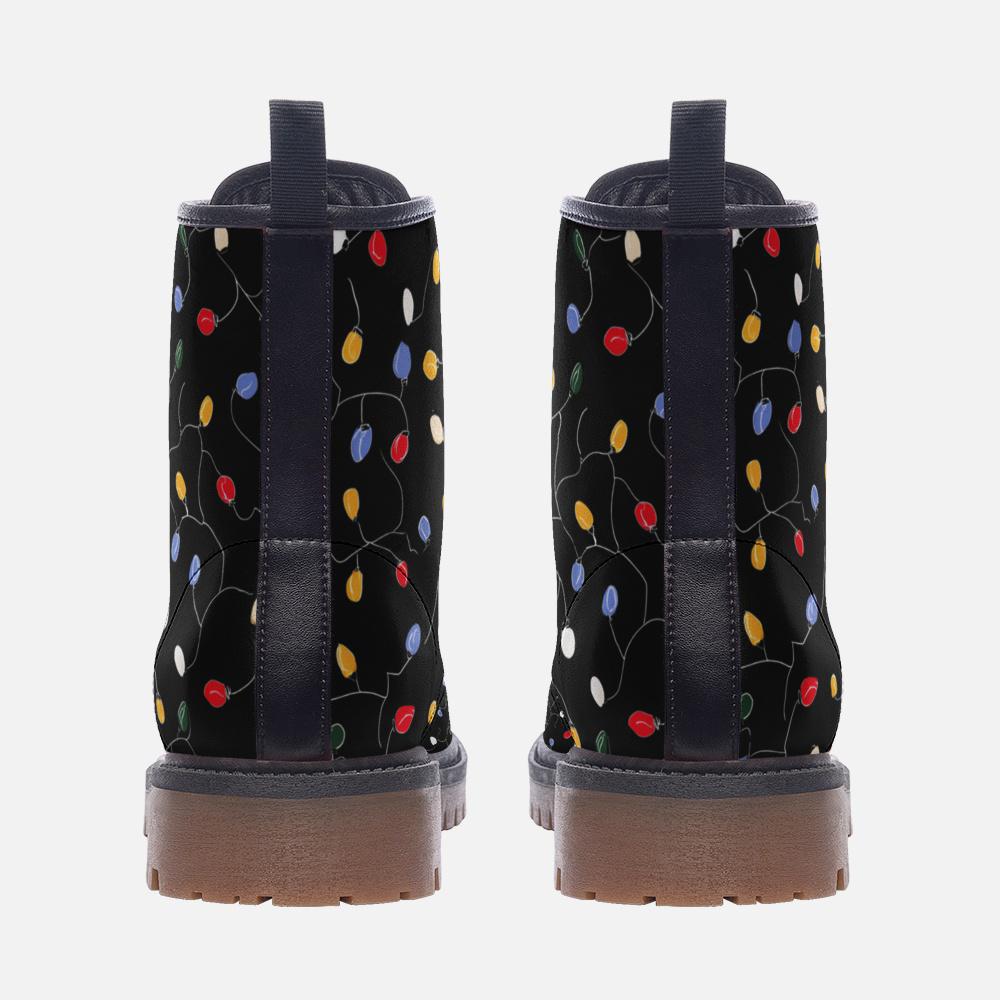 Christmas Lights Casual Vegan Leather Lightweight boots