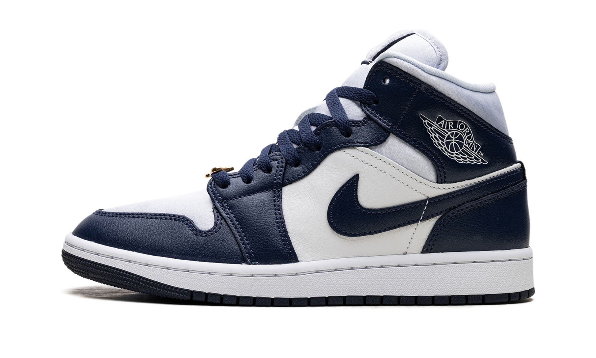 Jordan 1 Mid Wmns "football Grey White Midnight Navy" - 1