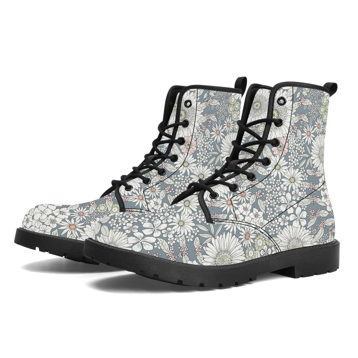 Snowy Field Of Flowers Vegan Leather Boots