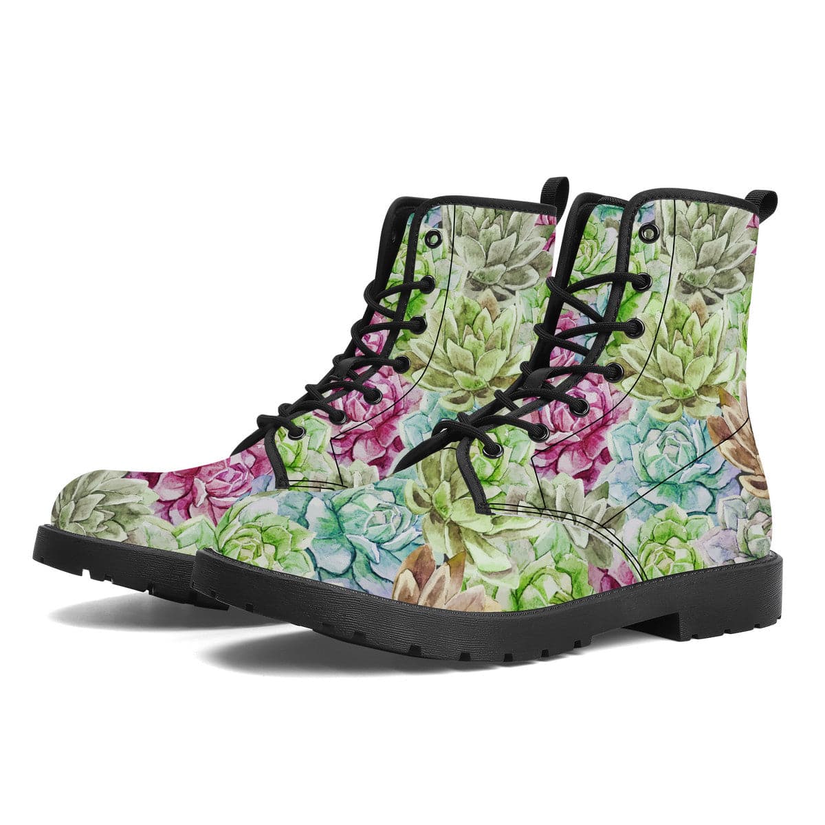 Multicolour Succulents Vegan Leather Boots