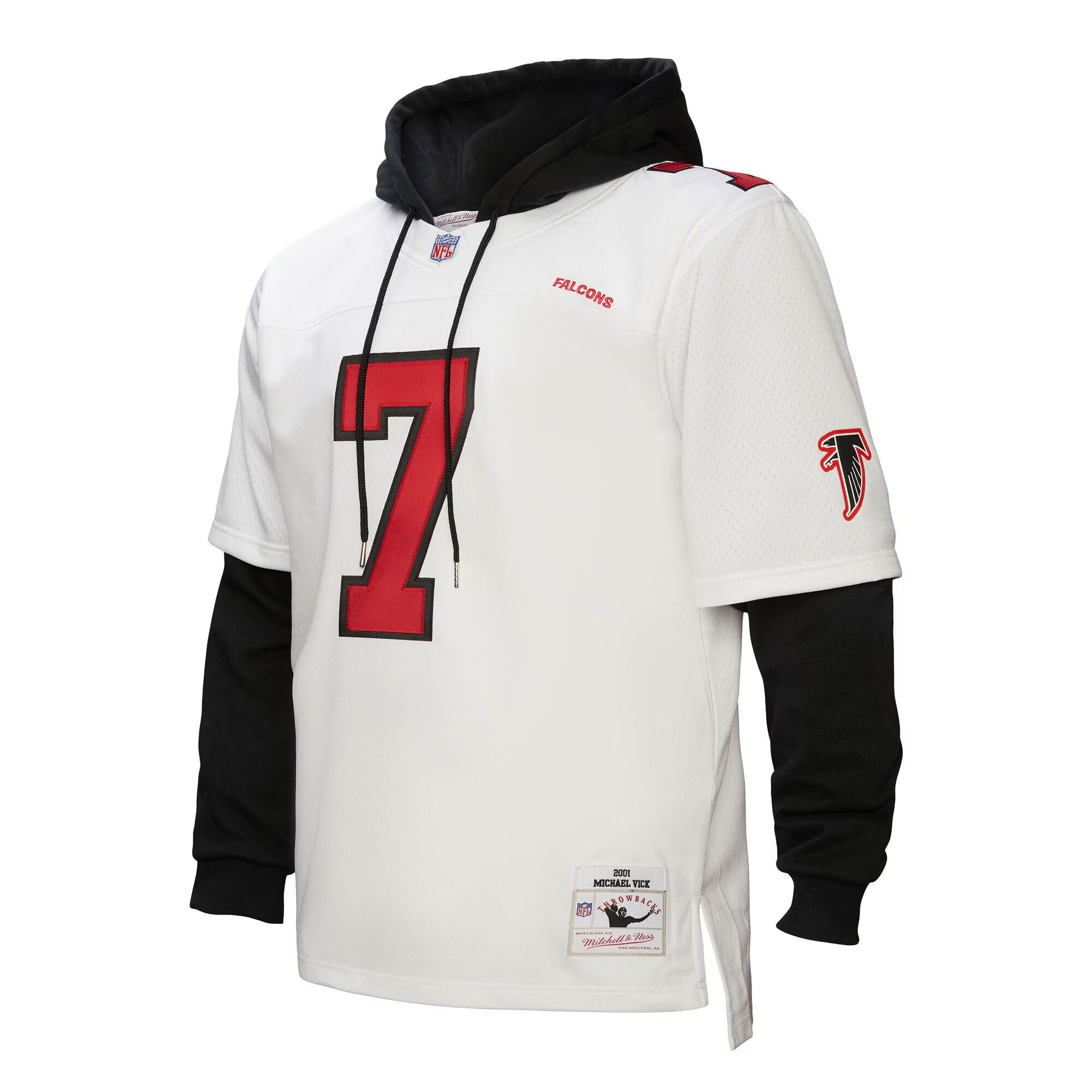 Michael Vick Atlanta Falcons Mitchell &amp; Ness Player Name &amp; Number Hoodie Legacy Jersey - White