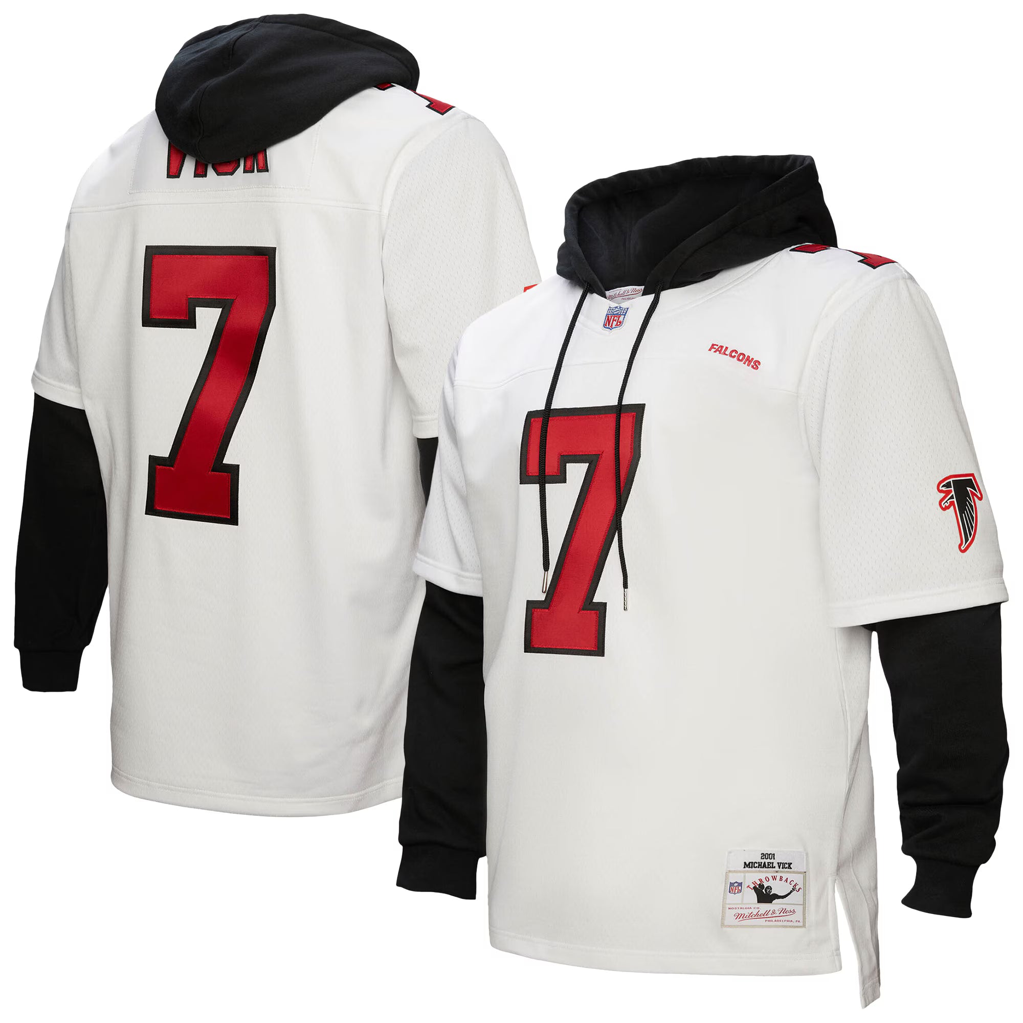 Michael Vick Atlanta Falcons Mitchell &amp; Ness Player Name &amp; Number Hoodie Legacy Jersey - White