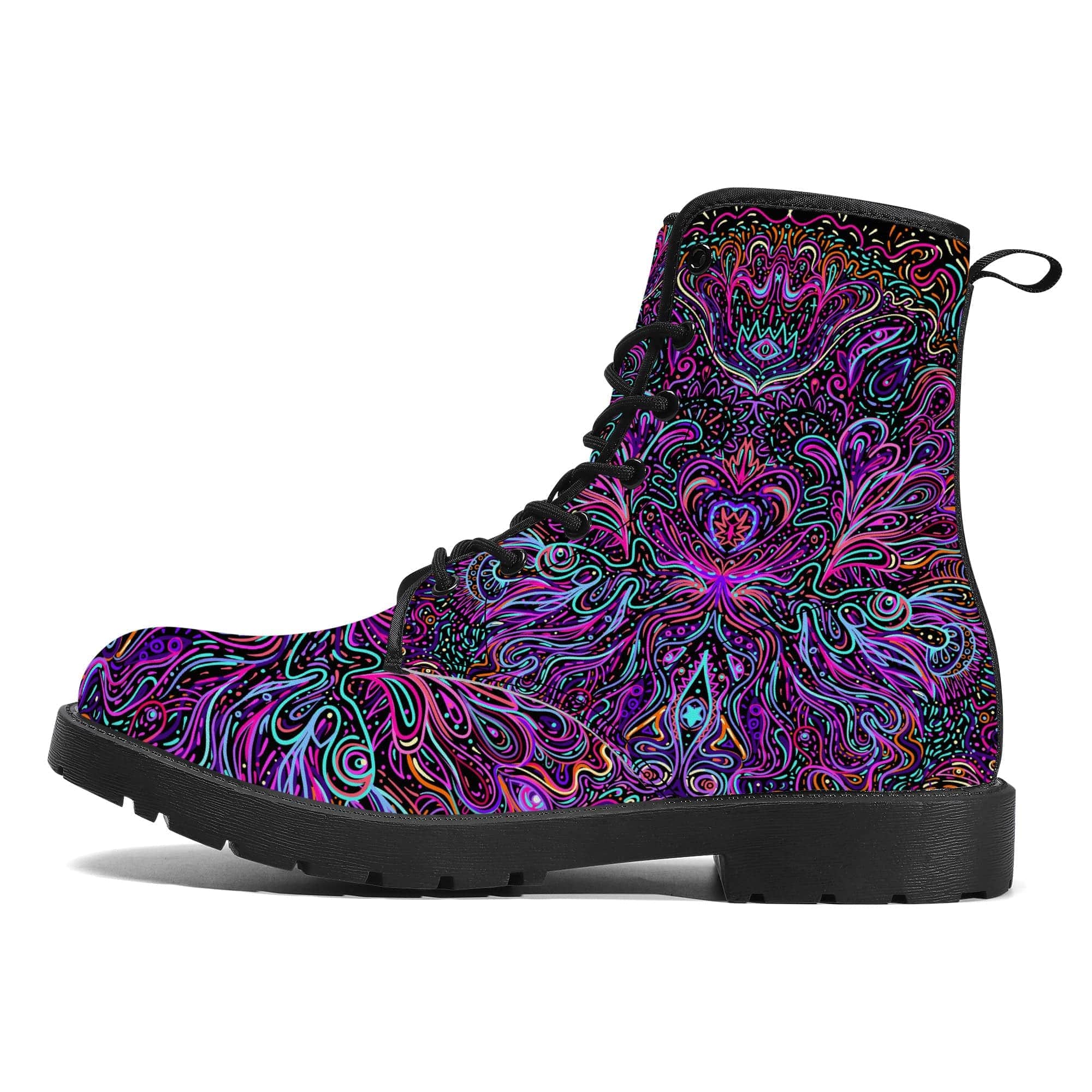 Trippy Psychedelic Purple Pink Vegan Leather Boots
