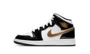 Nike Air Jordan 1 Mid SE GS "Black Gold Patent Leather" BQ6931 007