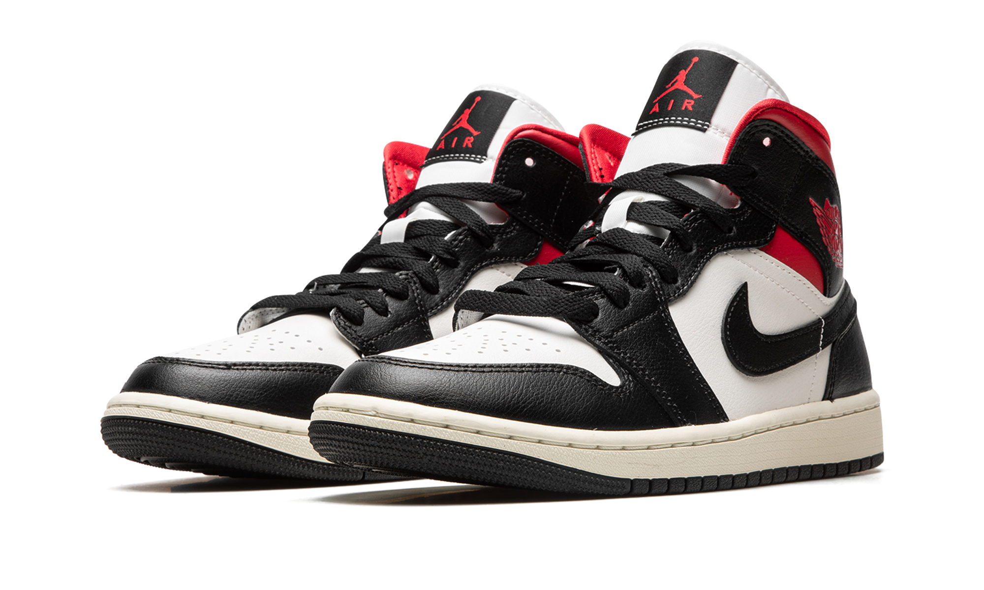Nike AIR JORDAN 1 MID WMNS "Black / Gym Red / Sail" BQ6472 061