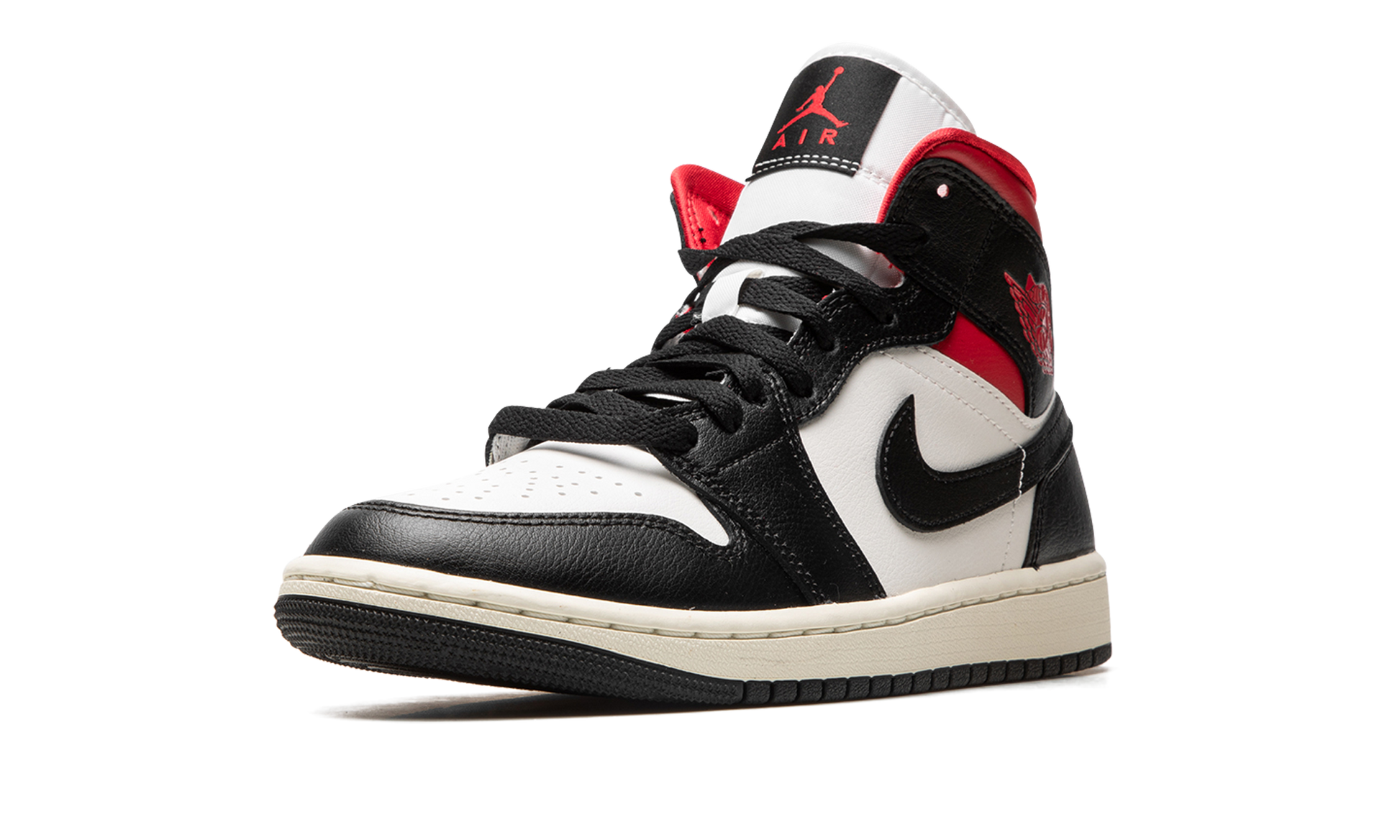 Nike AIR JORDAN 1 MID WMNS "Black / Gym Red / Sail" BQ6472 061