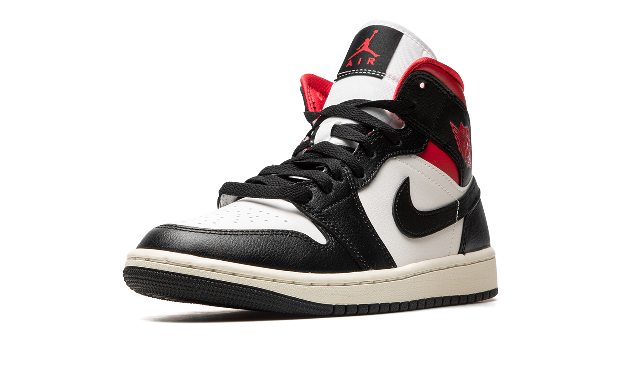 Nike AIR JORDAN 1 MID WMNS "Black / Gym Red / Sail" BQ6472 061