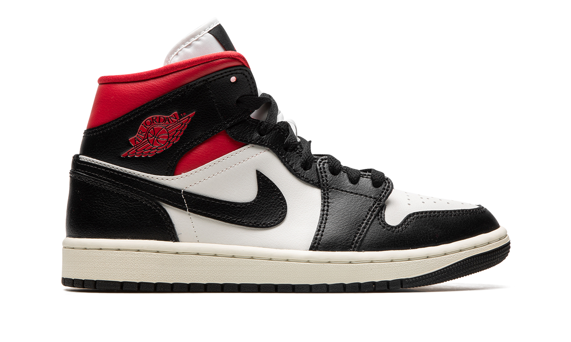 Nike AIR JORDAN 1 MID WMNS "Black / Gym Red / Sail" BQ6472 061