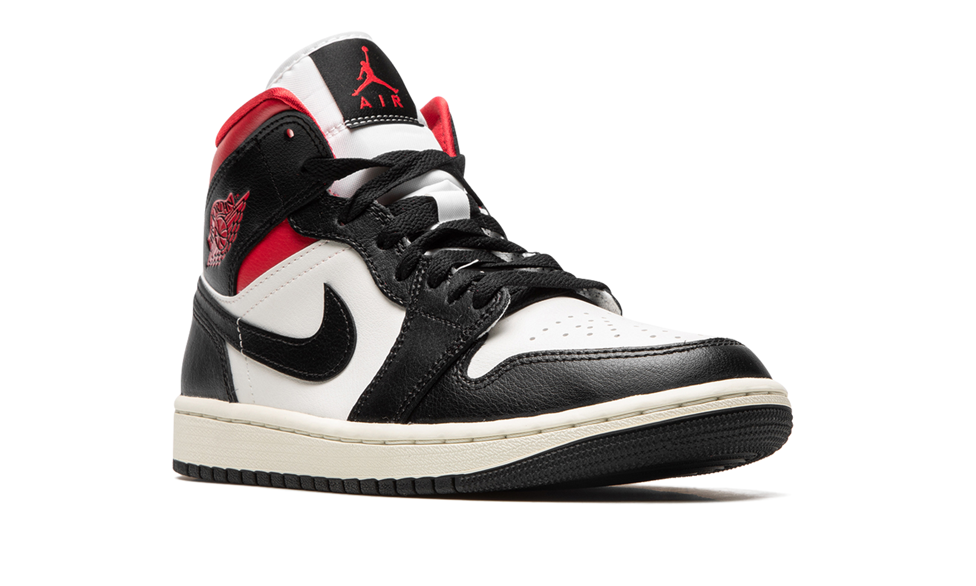 Nike AIR JORDAN 1 MID WMNS "Black / Gym Red / Sail" BQ6472 061