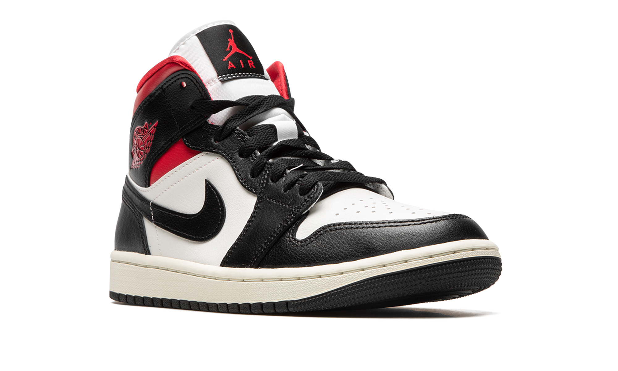 Nike AIR JORDAN 1 MID WMNS "Black / Gym Red / Sail" BQ6472 061