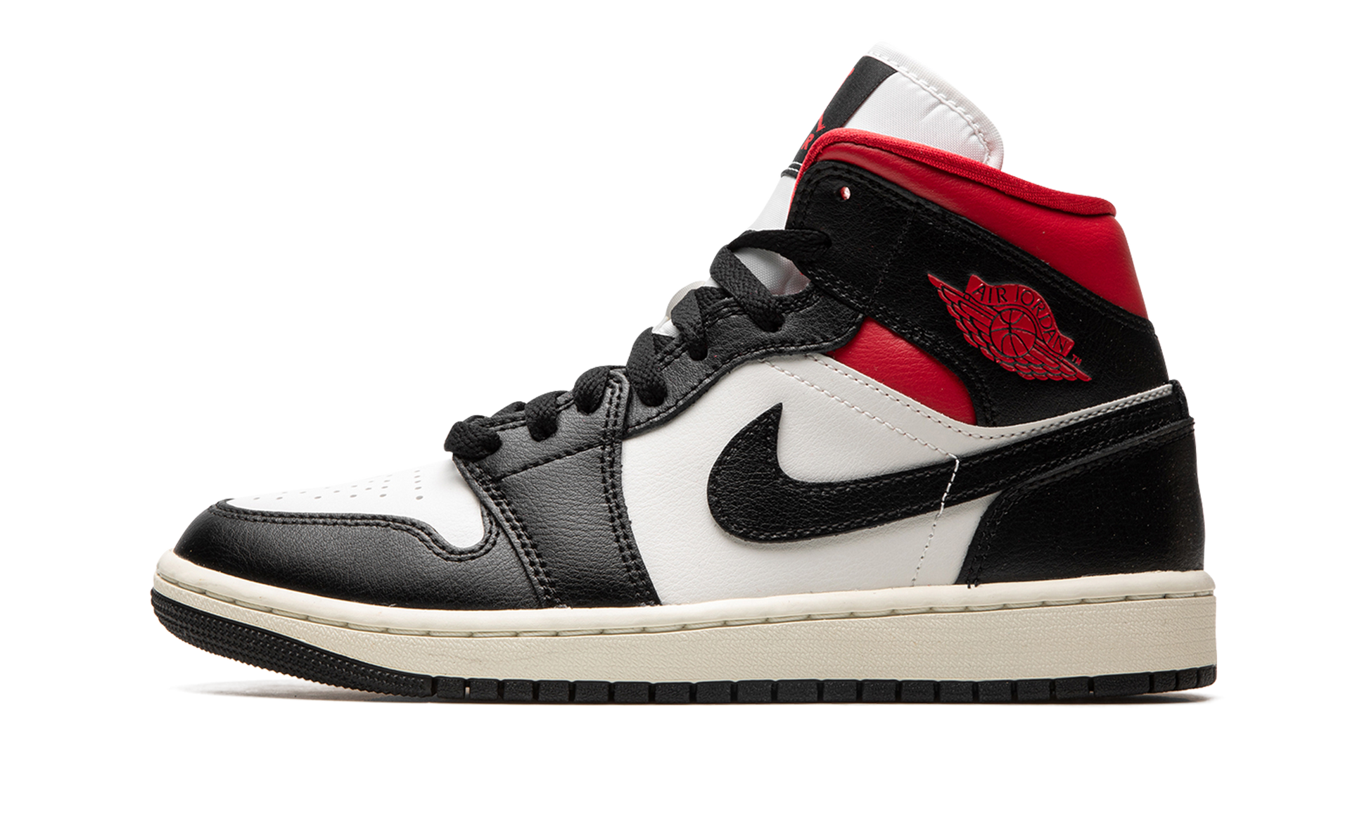 Nike AIR JORDAN 1 MID WMNS "Black / Gym Red / Sail" BQ6472 061
