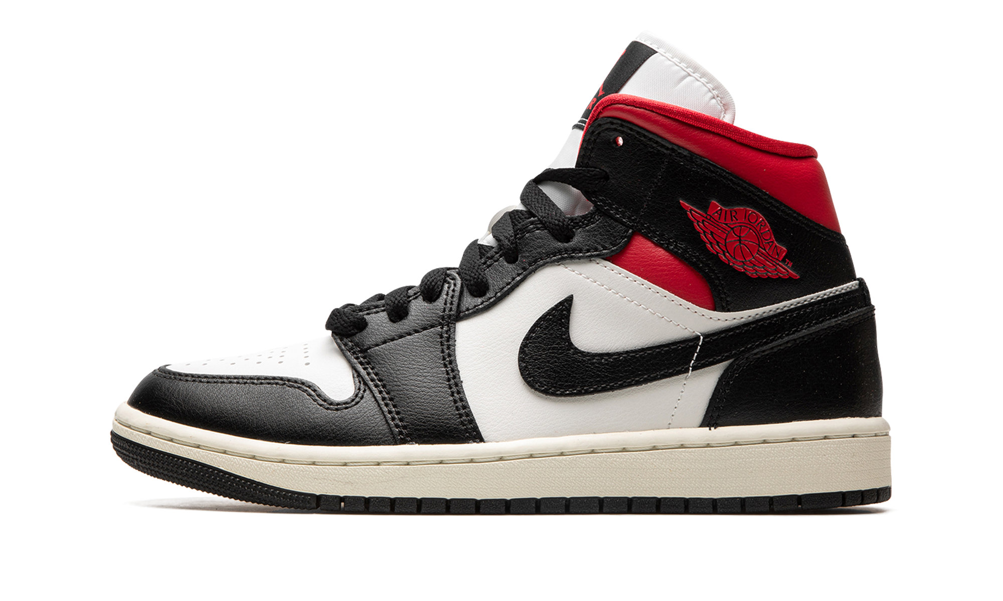 Nike AIR JORDAN 1 MID WMNS "Black / Gym Red / Sail" BQ6472 061
