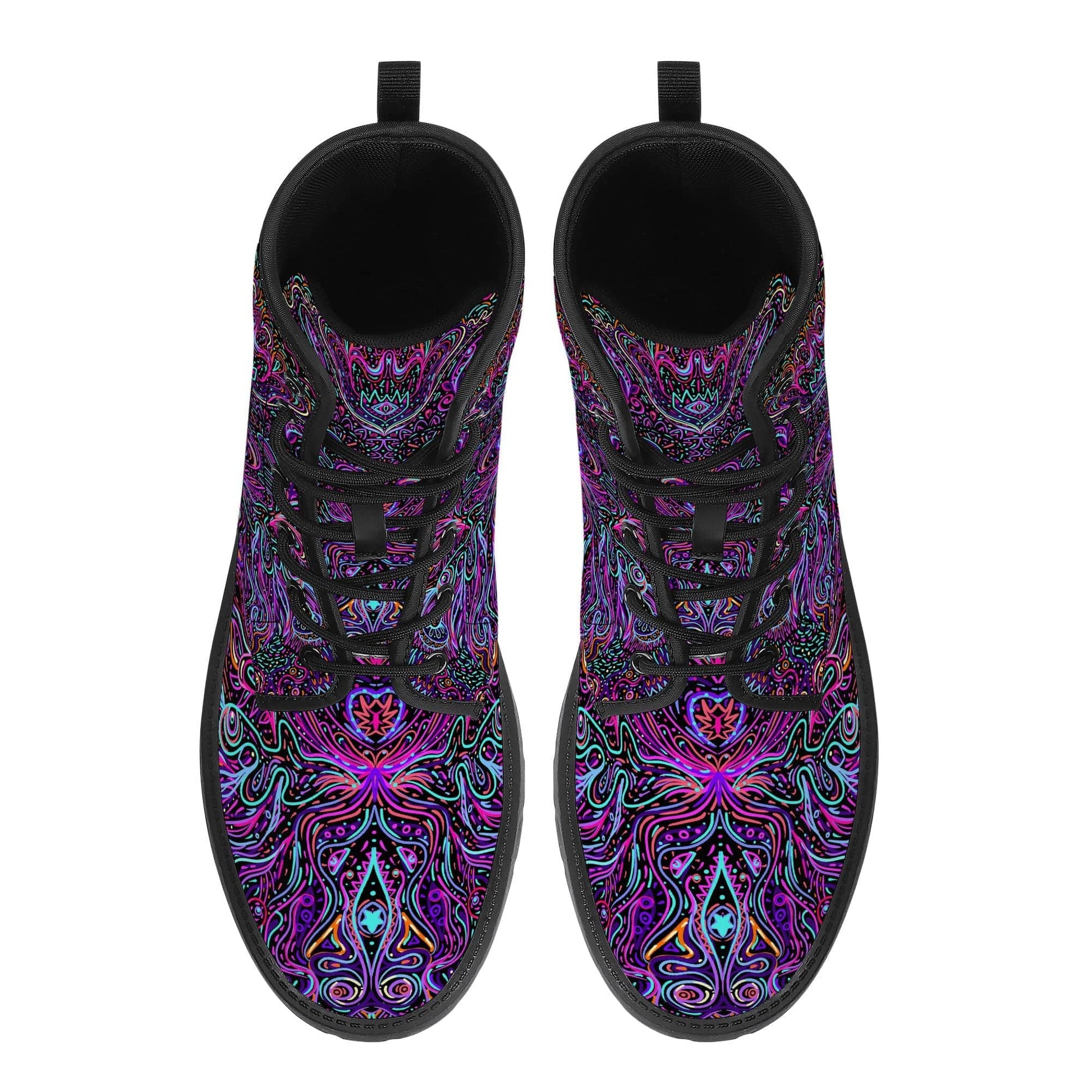 Trippy Psychedelic Purple Pink Vegan Leather Boots