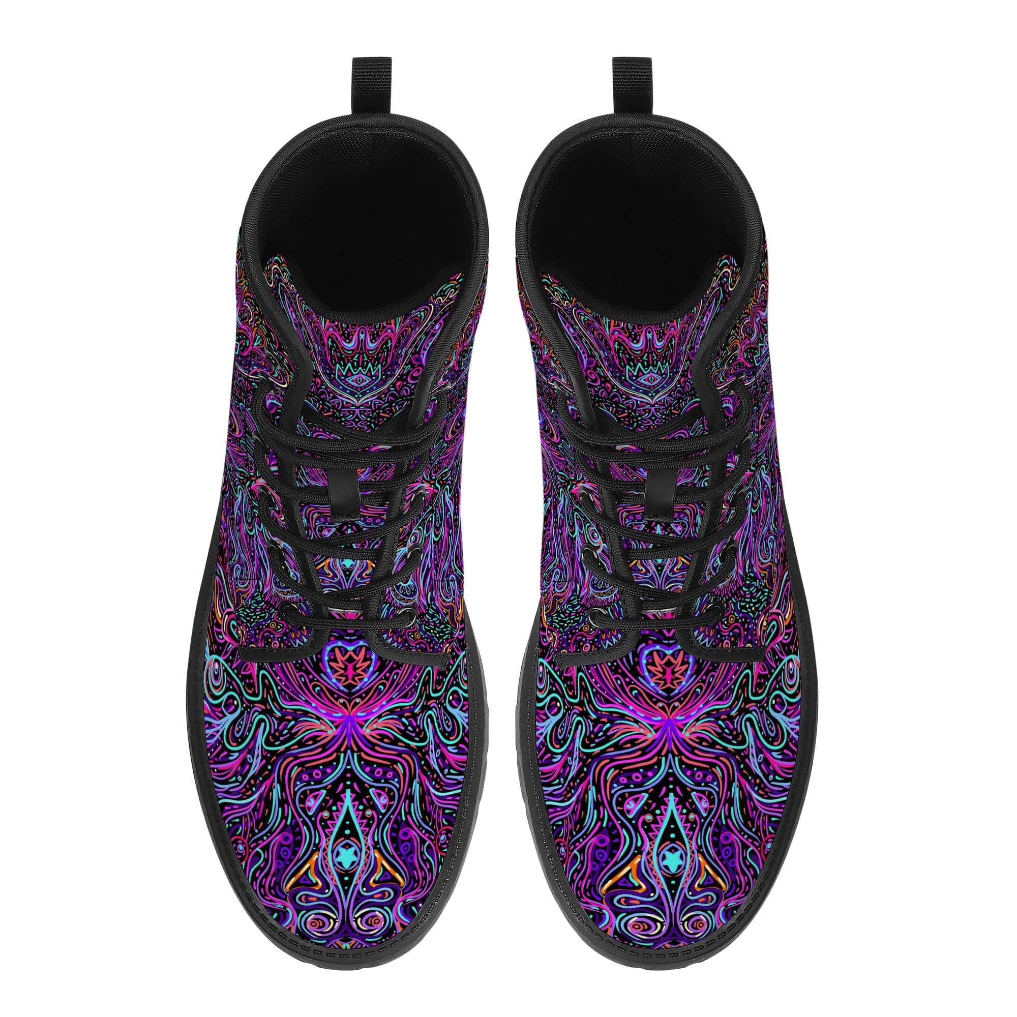 Trippy Psychedelic Purple Pink Vegan Leather Boots