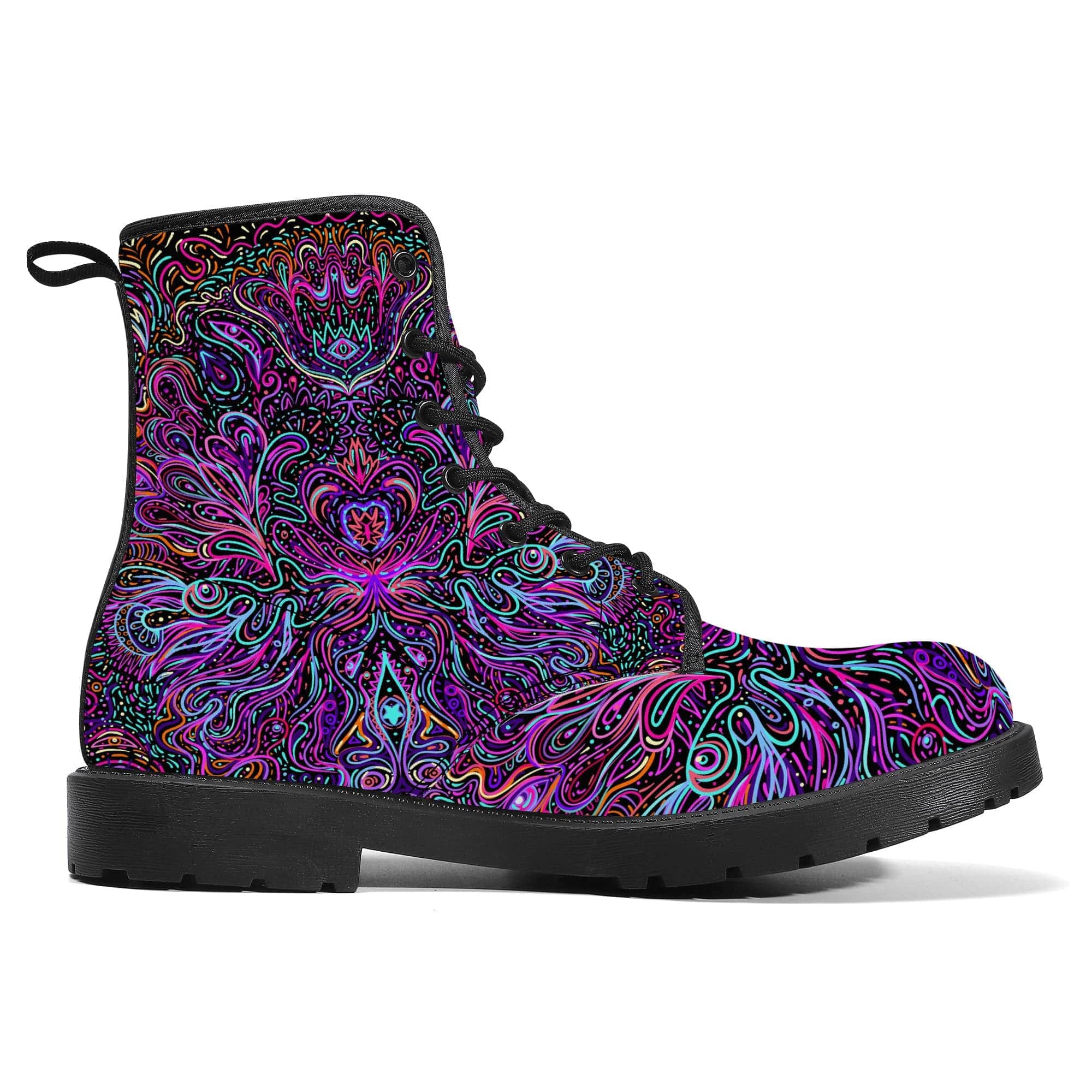 Trippy Psychedelic Purple Pink Vegan Leather Boots
