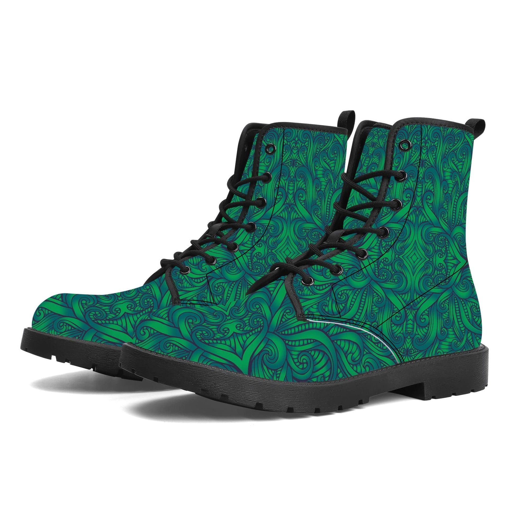 Maori Green Fern Vegan Leather Boots