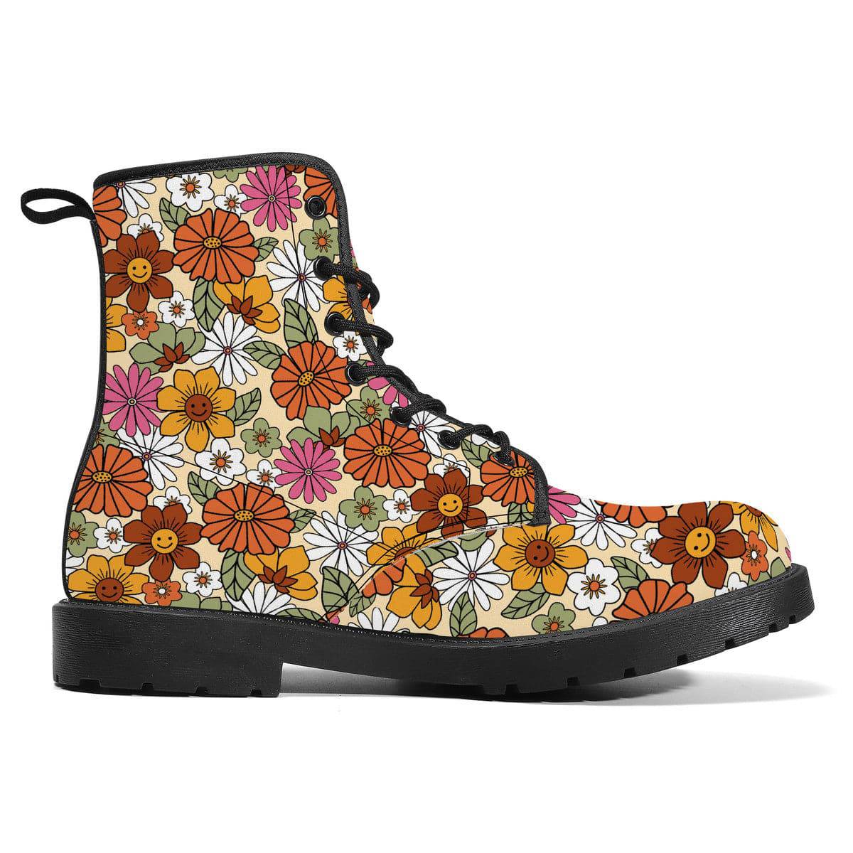 Hippie Flower Power Vegan Leather Boots