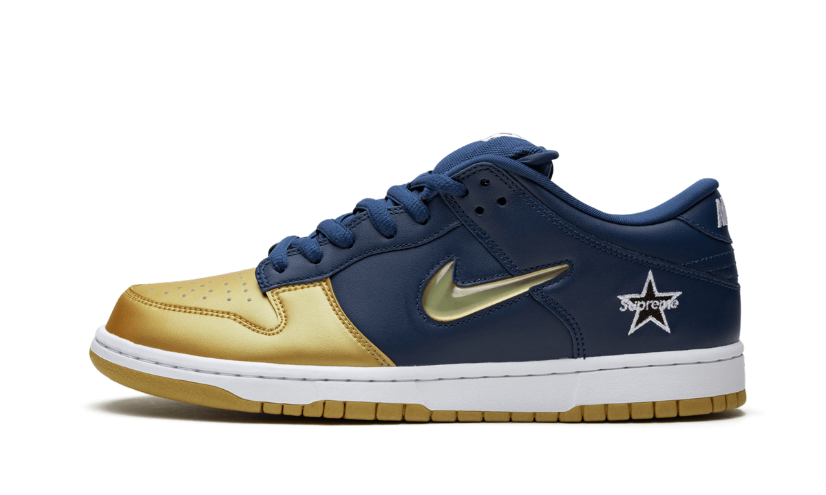 Sb Dunk Low "supreme - Jewel Swoosh Gold/navy" - 1