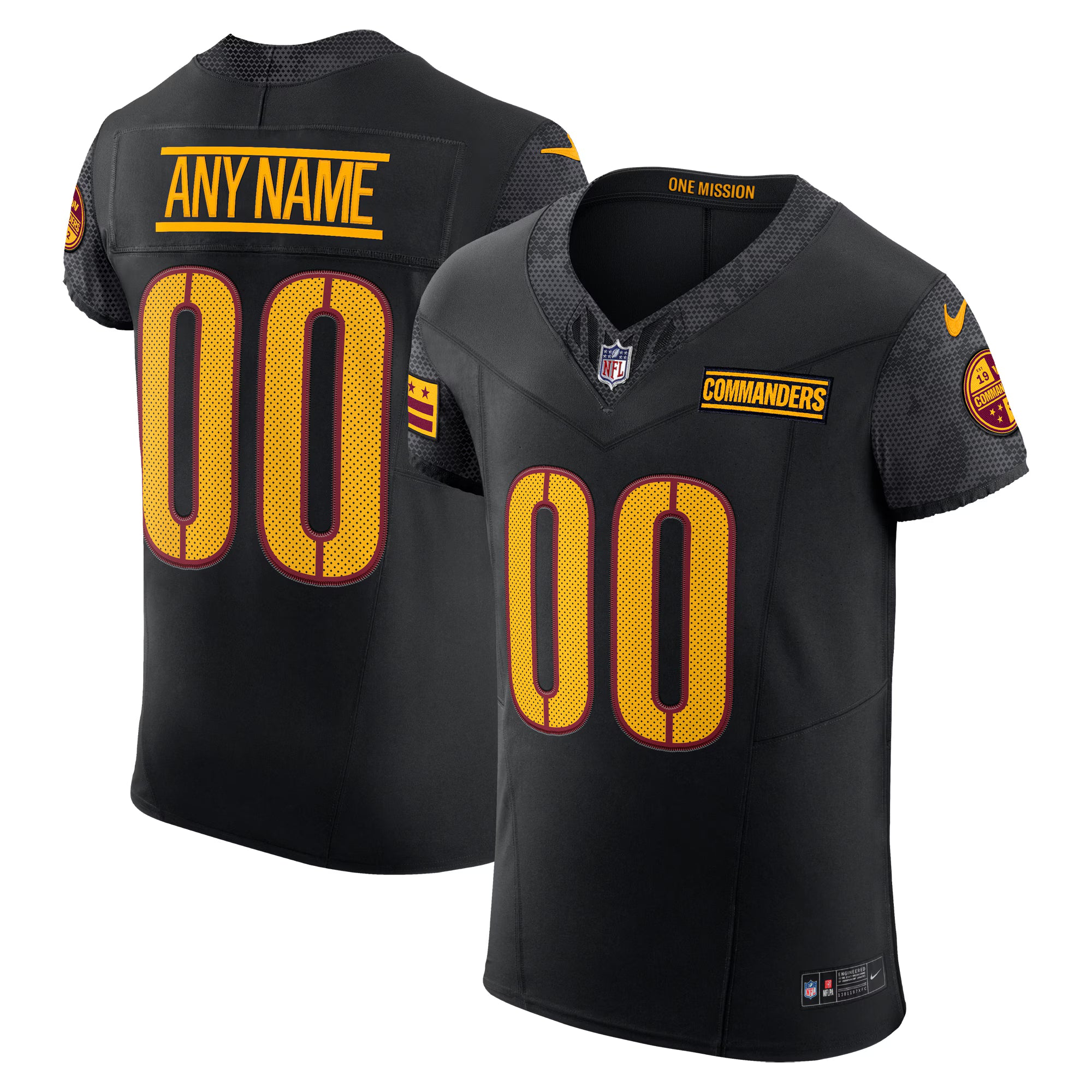 Washington Commanders Nike Alternate Vapor F.U.S.E. Elite Custom Jersey - Black
