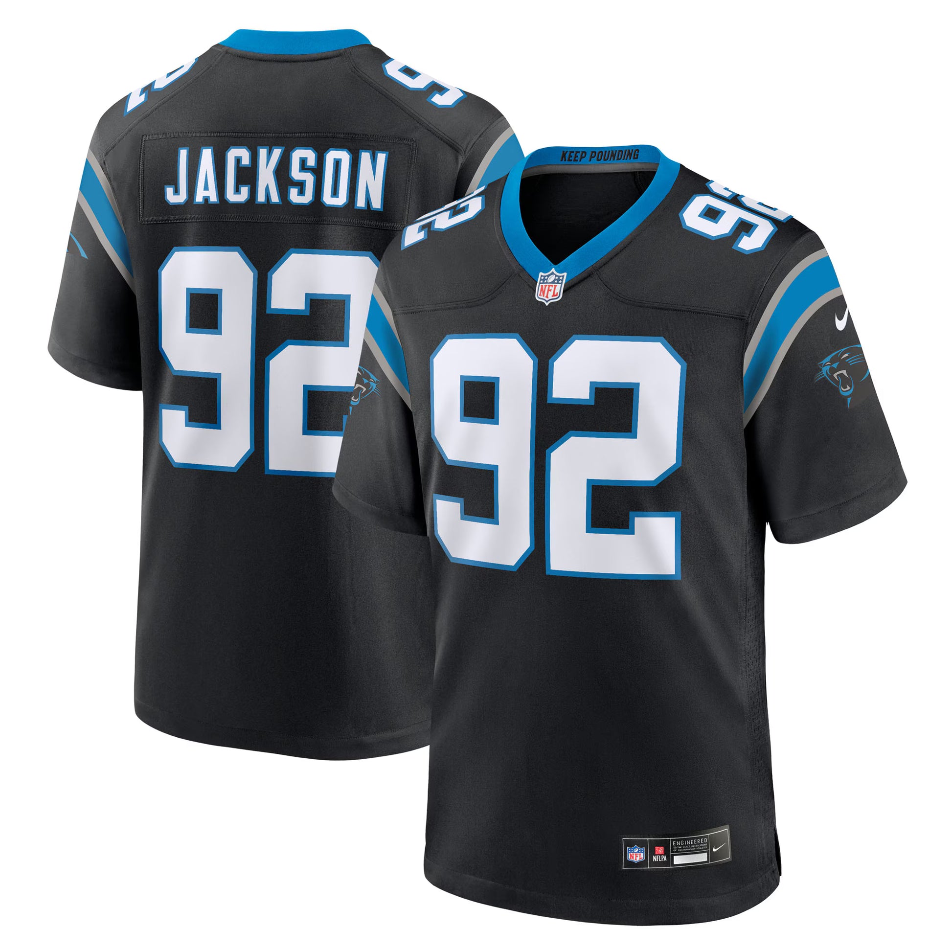 Cam Jackson Carolina Panthers Nike Team Game Jersey -  Black