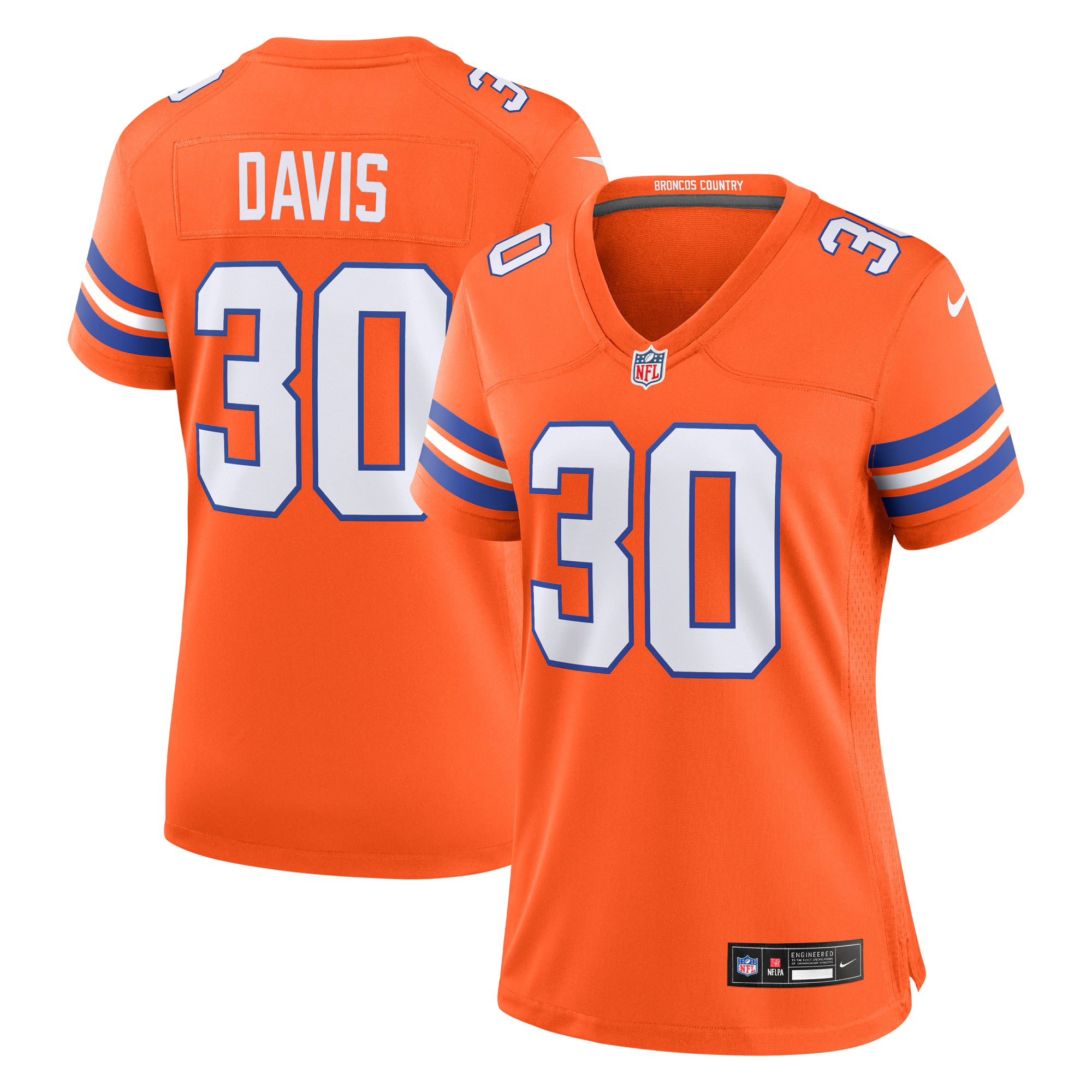 Terrell Davis Denver Broncos Nike Women's Mile High Collection 1977 Throwback Retired Player Game Jersey - Orange