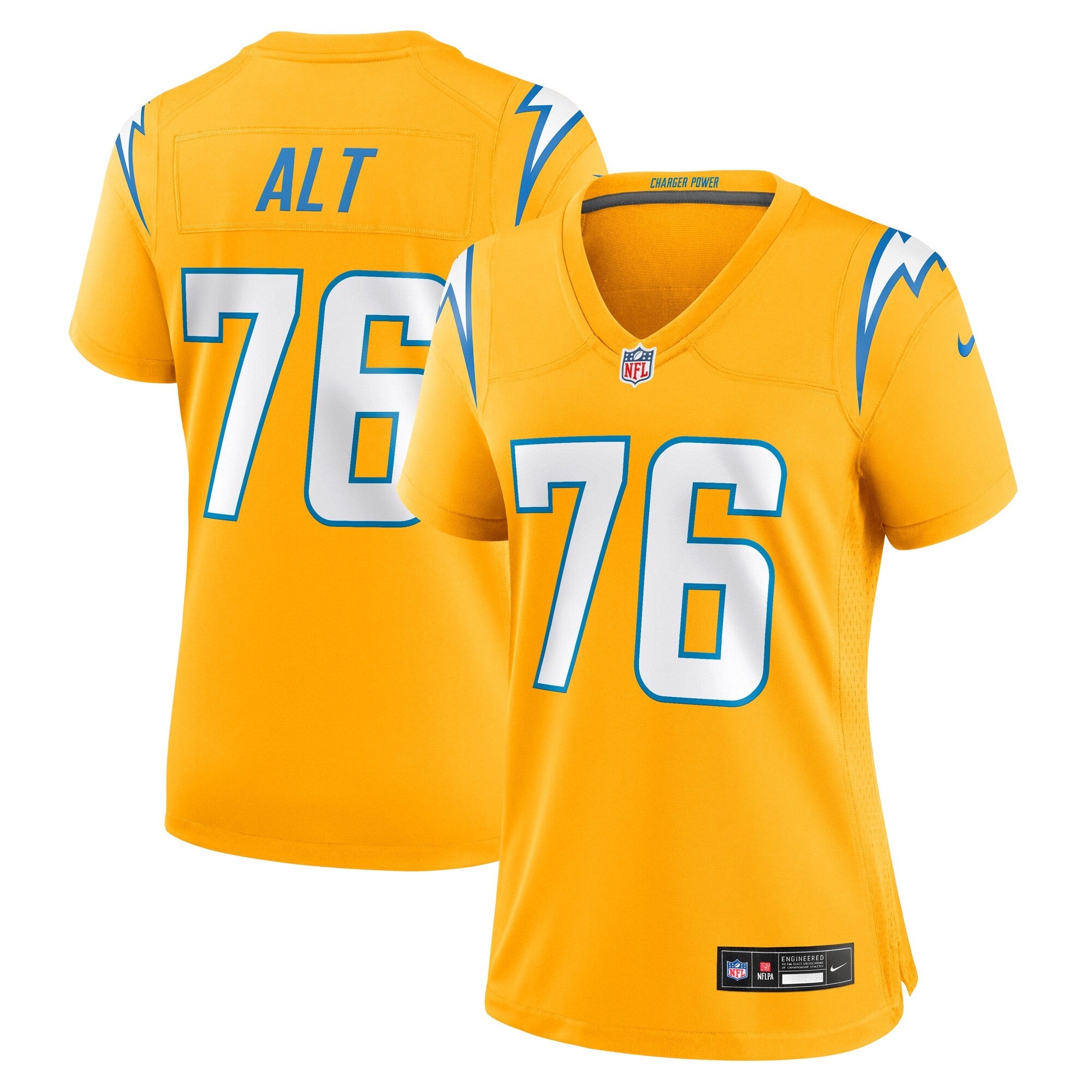 Joe Alt Los Angeles Chargers Nike Women's Alternate Charger Power Game Jersey - Gold
