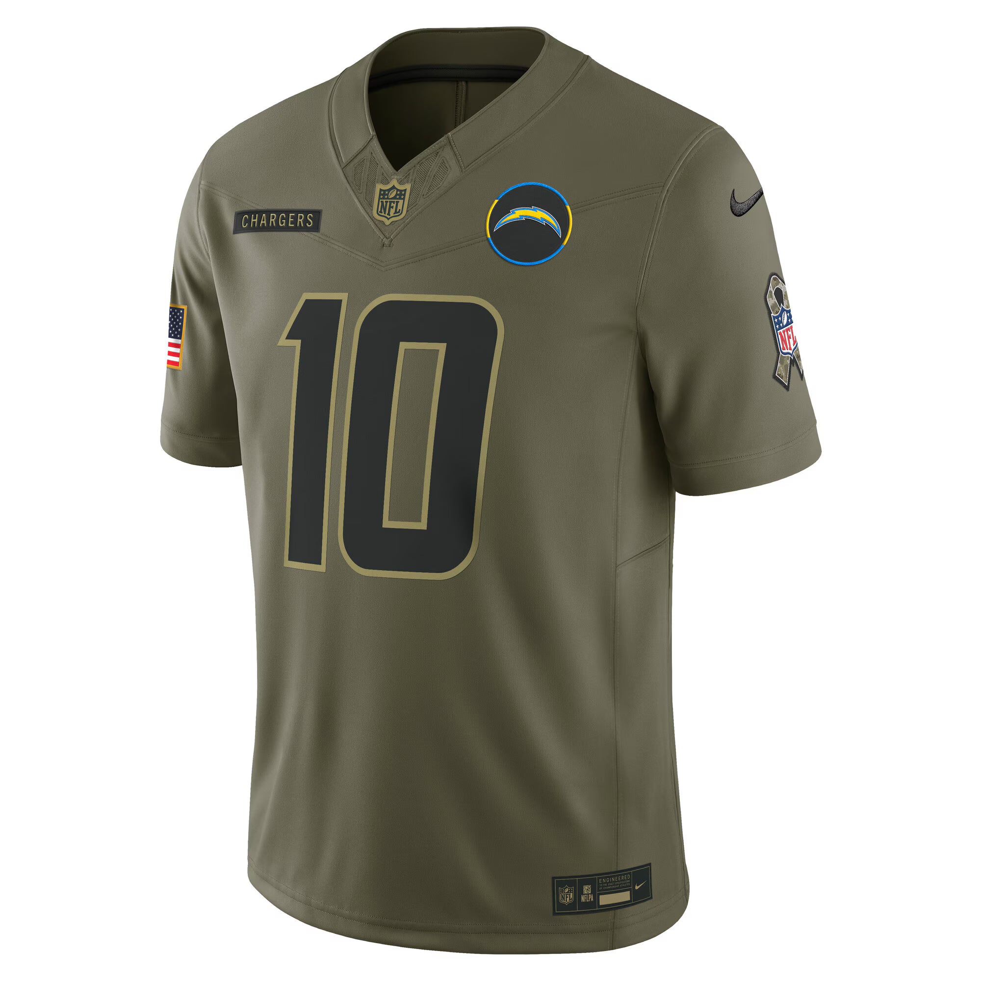 Justin Herbert Los Angeles Chargers Nike 2025 Salute to Service Limited Jersey - Olive