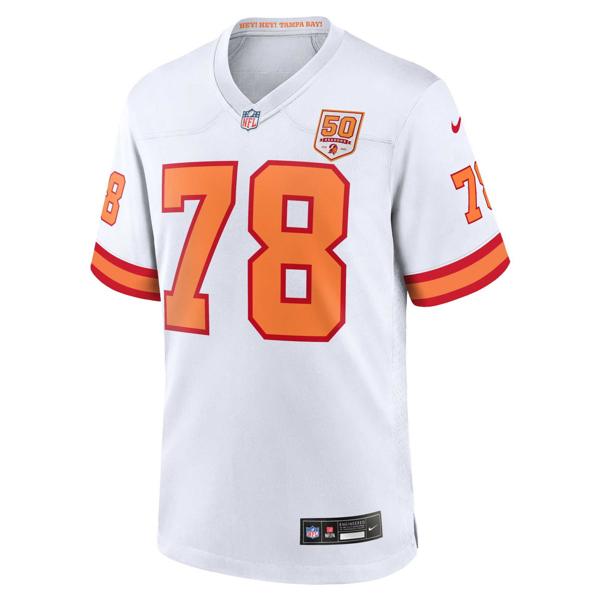 Tristan Wirfs '76 Tampa Bay Buccaneers Nike 50th Season Game Jersey - White