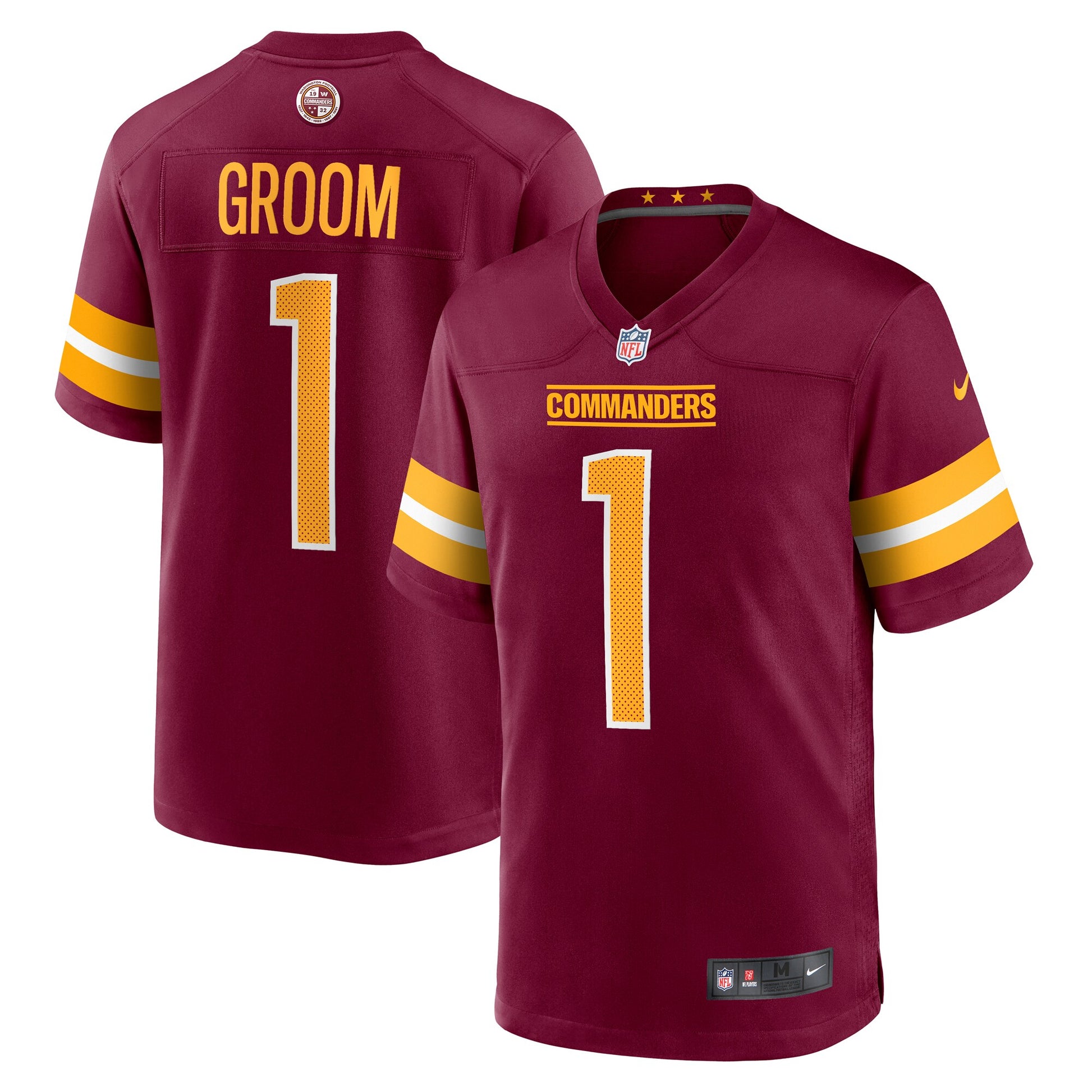 Number 1 Groom Washington Commanders Nike Game Jersey - Burgundy