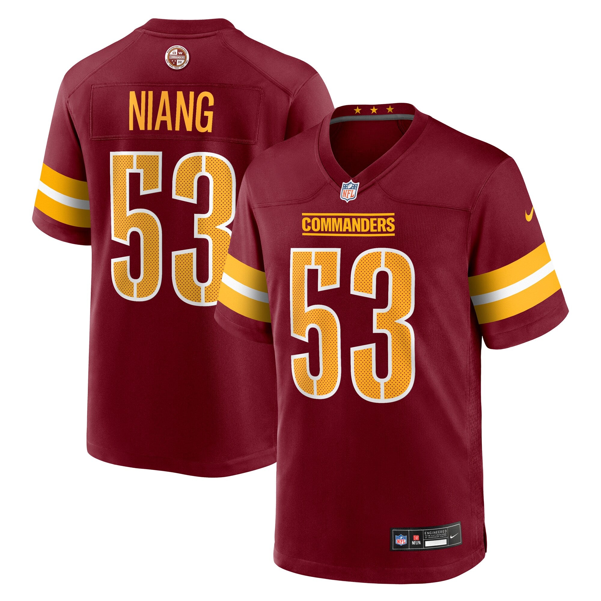 Lucas Niang Washington Commanders Nike Team Game Jersey -  Burgundy