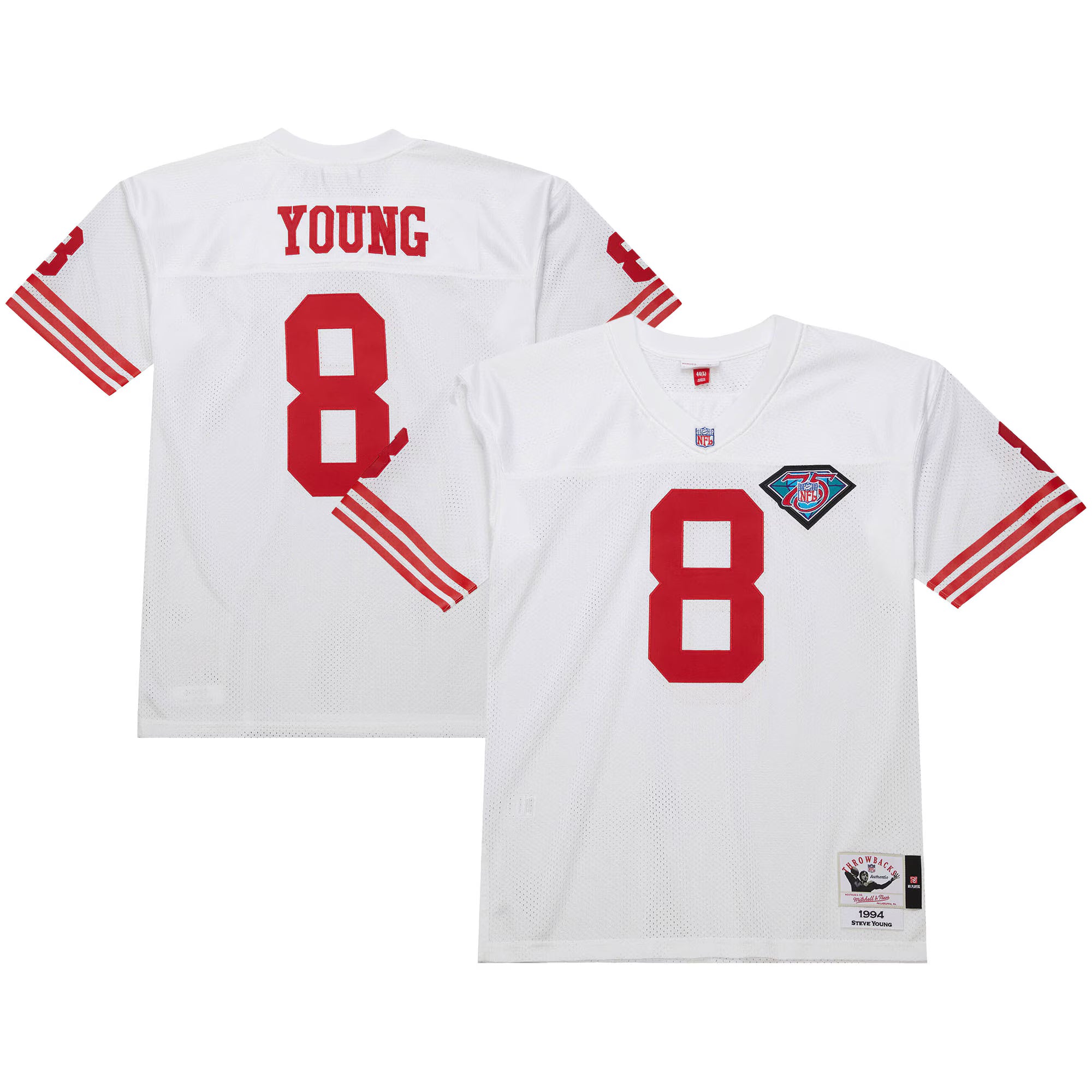 Steve Young San Francisco 49ers 1994 Mitchell &amp; Ness Authentic Throwback Retired Player Jersey - White