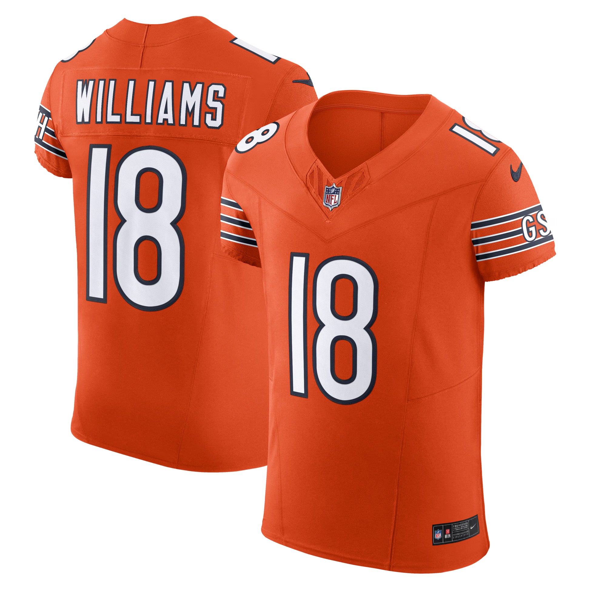 Caleb Williams Chicago Bears Nike Alternate Vapor F.U.S.E. Elite Jersey - Orange