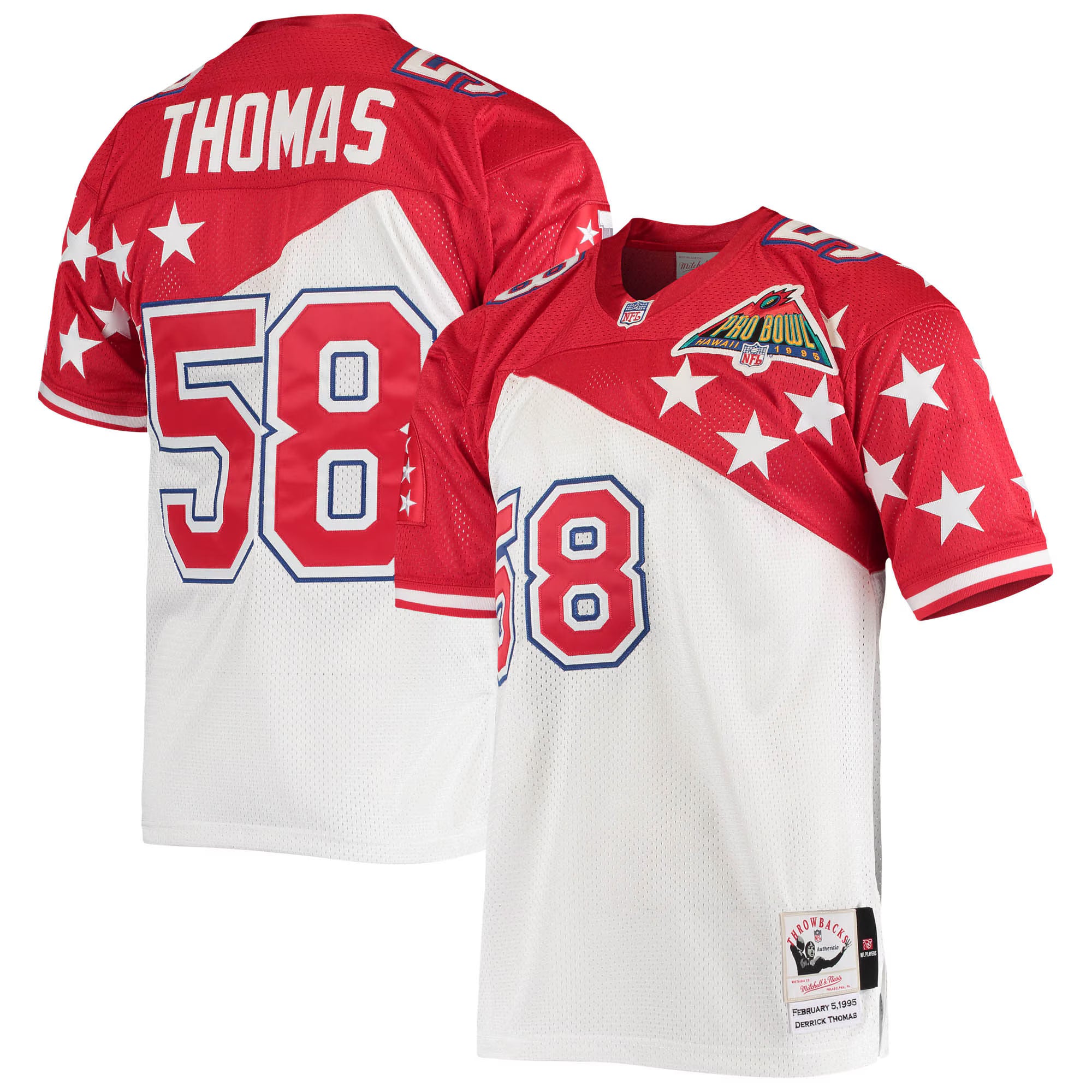 Derrick Thomas AFC Mitchell &amp; Ness 1995 Pro Bowl Authentic Jersey - White/Red