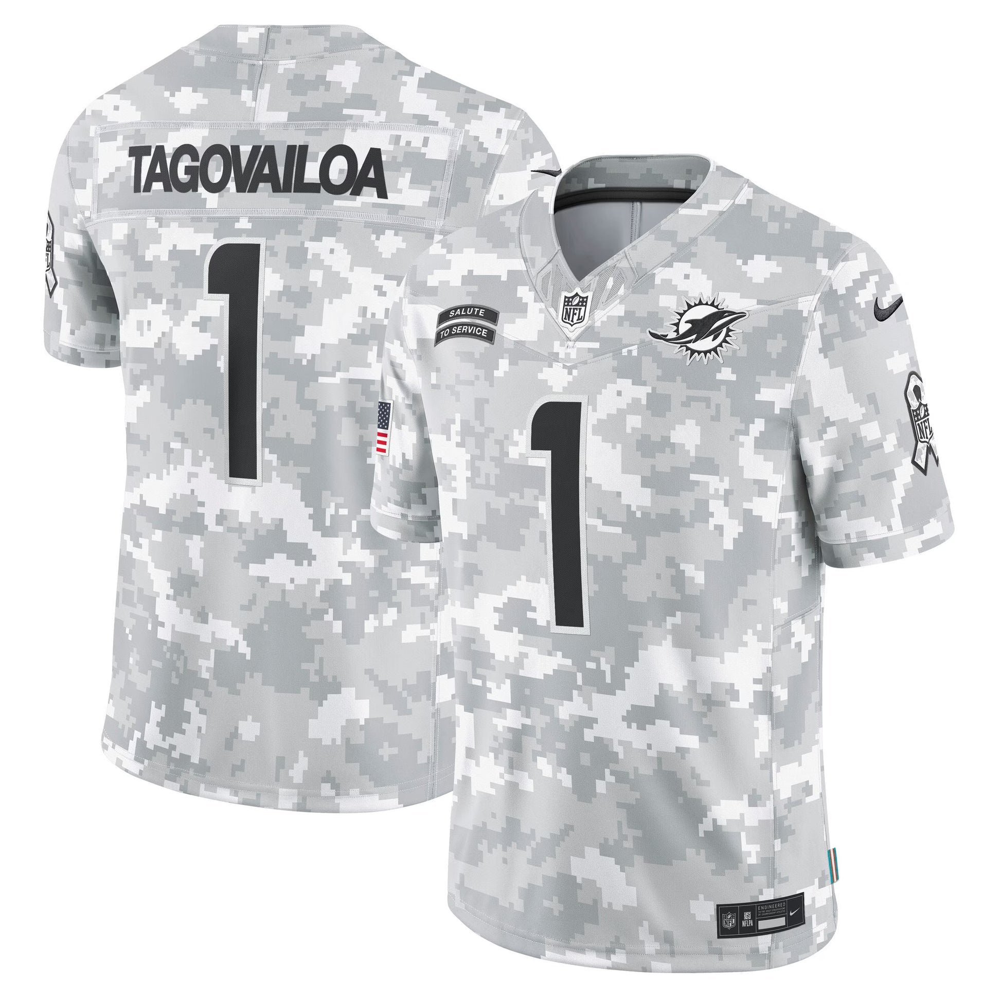 Tua Tagovailoa Miami Dolphins Nike 2024 Salute to Service Limited Jersey - Arctic Camo