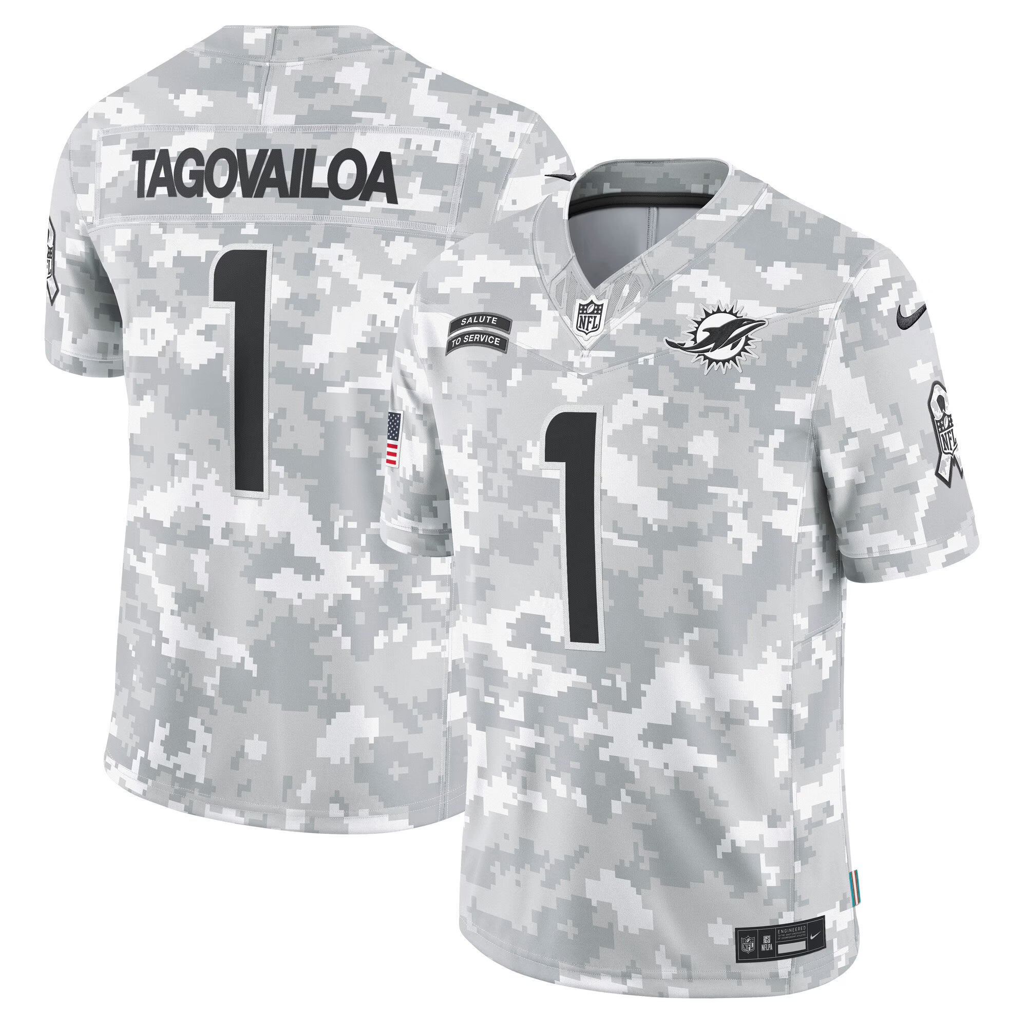 Tua Tagovailoa Miami Dolphins Nike 2024 Salute to Service Limited Jersey - Arctic Camo
