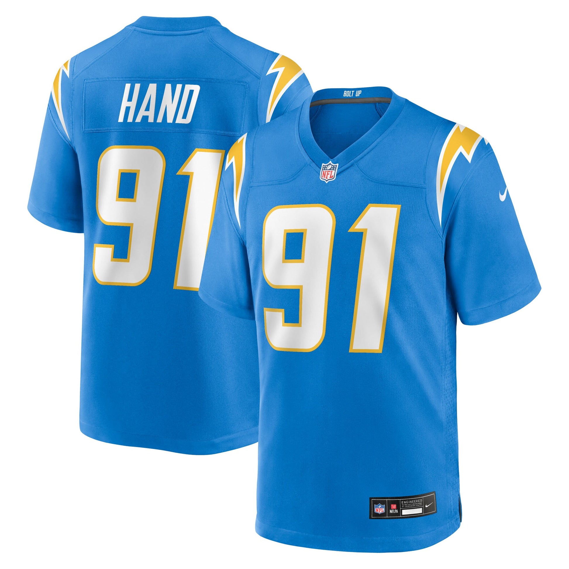 Da'Shawn Hand Los Angeles Chargers Nike Team Game Jersey -  Powder Blue