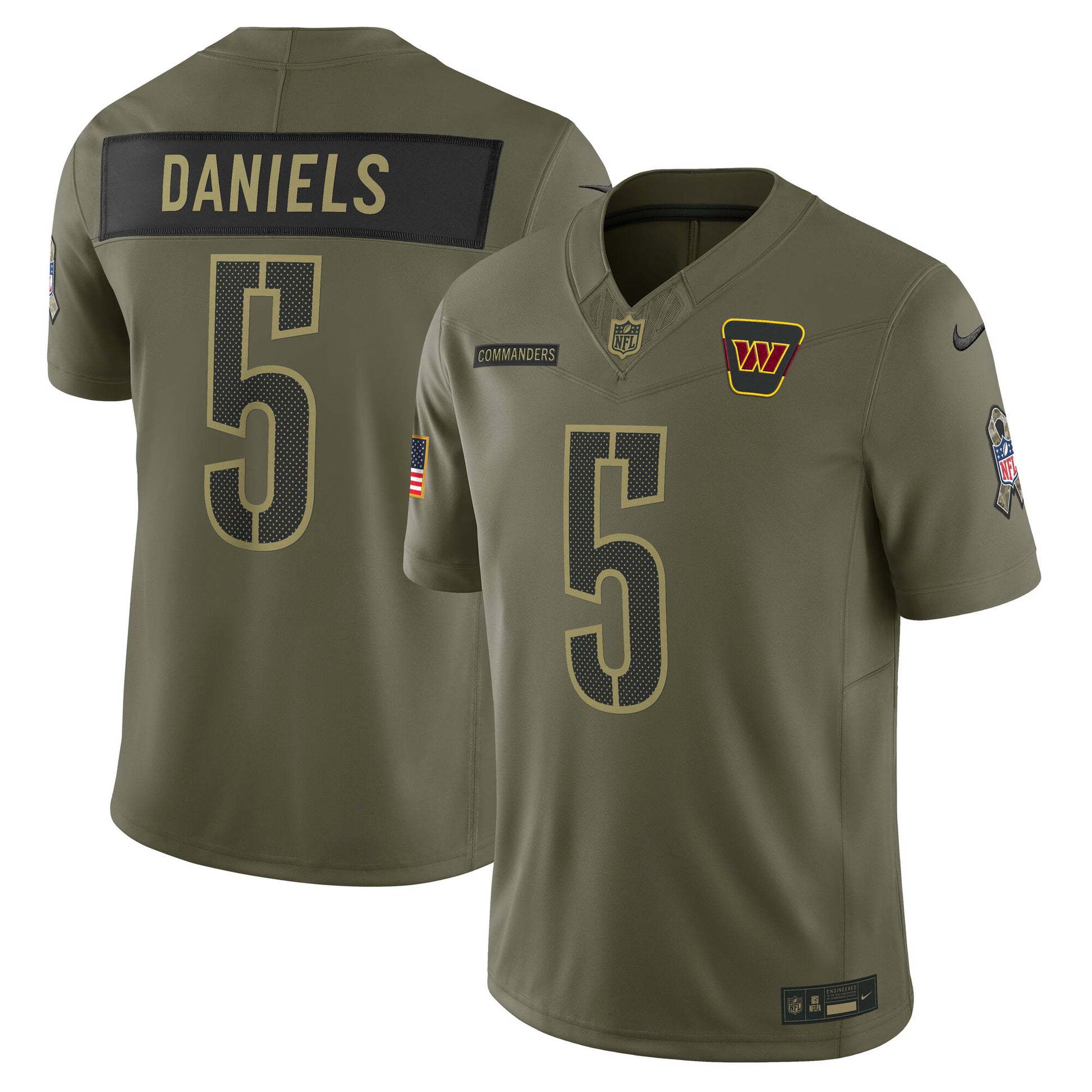 Jayden Daniels Washington Commanders Nike 2025 Salute to Service Limited Jersey - Olive