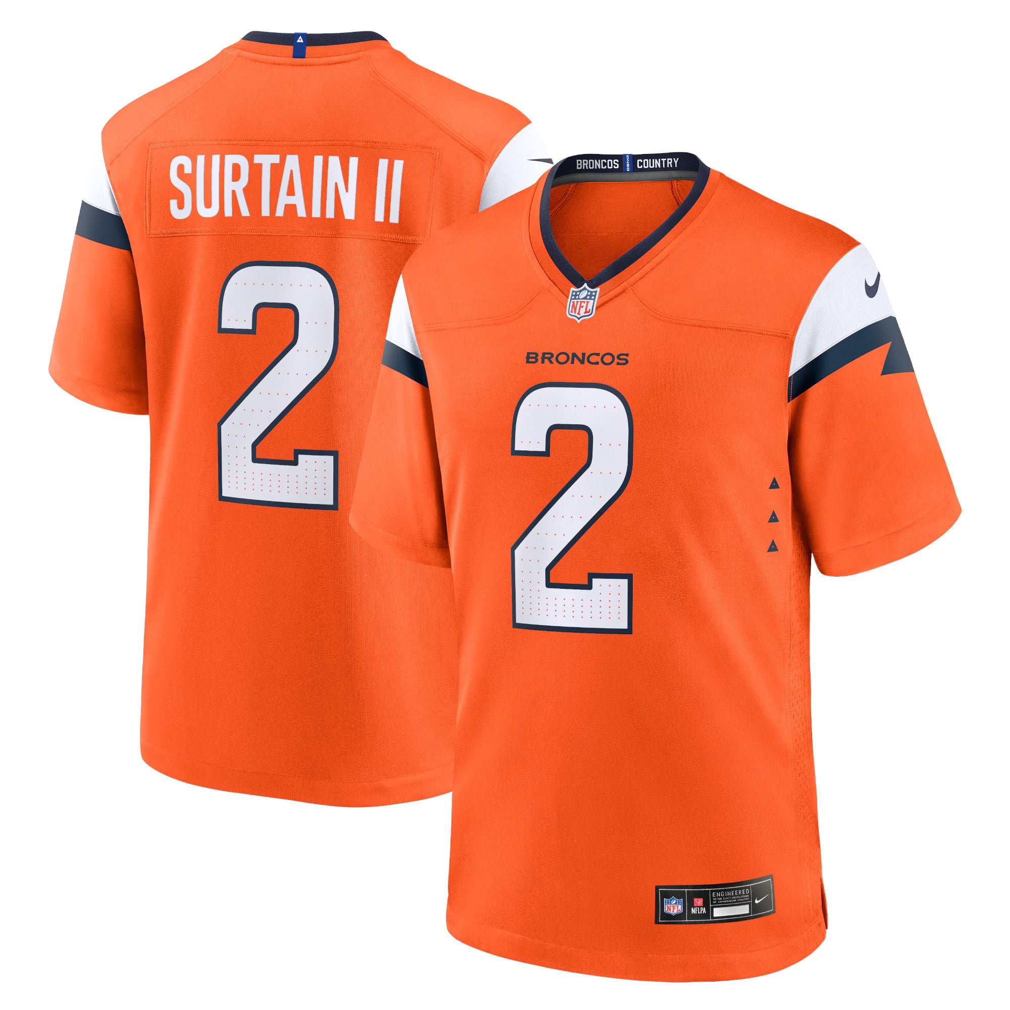 Patrick Surtain II Denver Broncos Nike Mile High Collection Game Jersey - Orange