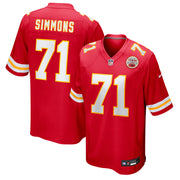 Josh Simmons Kansas City Chiefs Nike Team Game Jersey -  Red