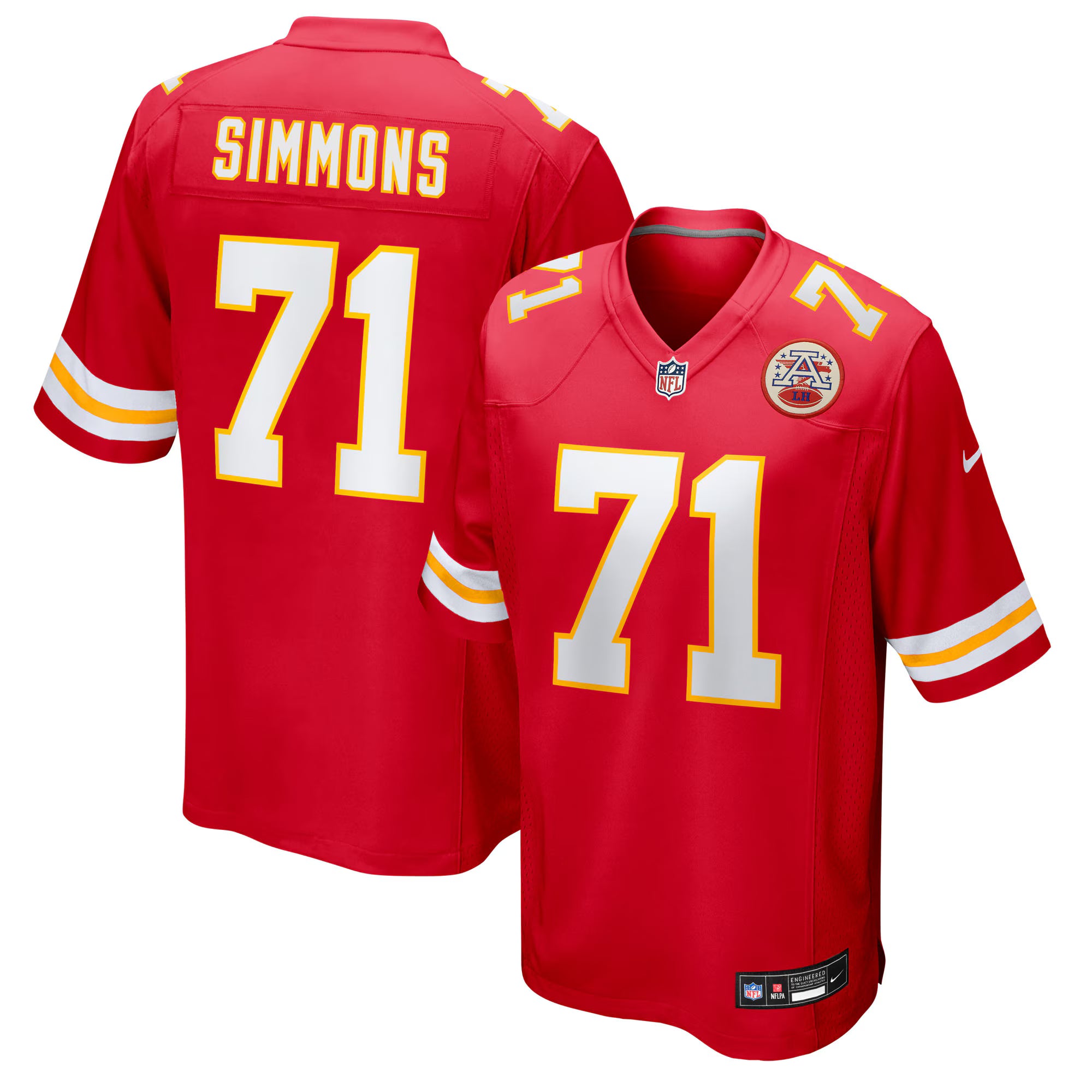 Josh Simmons Kansas City Chiefs Nike Team Game Jersey -  Red