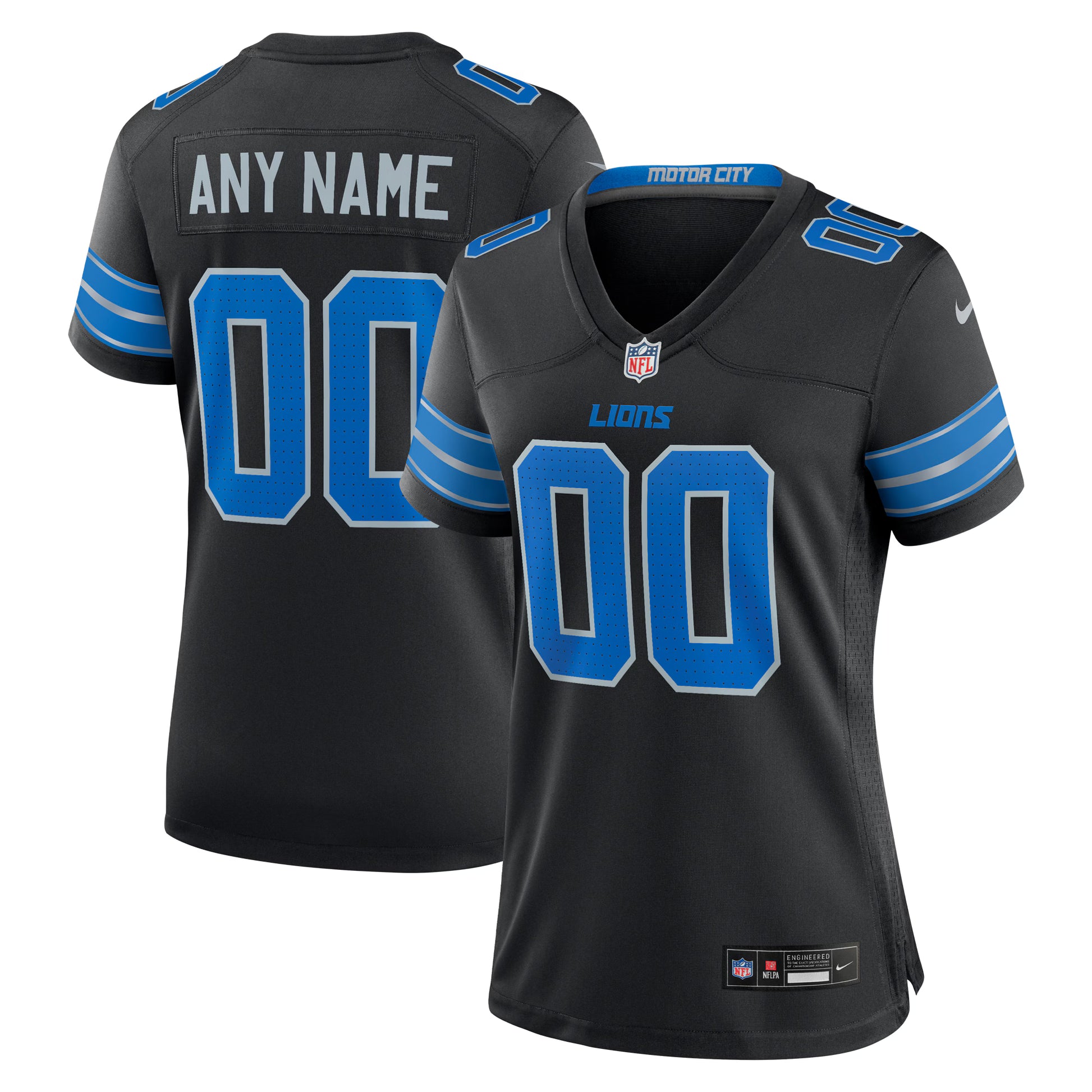 Detroit Lions Nike Women's Alternate Custom Game Jersey - Black