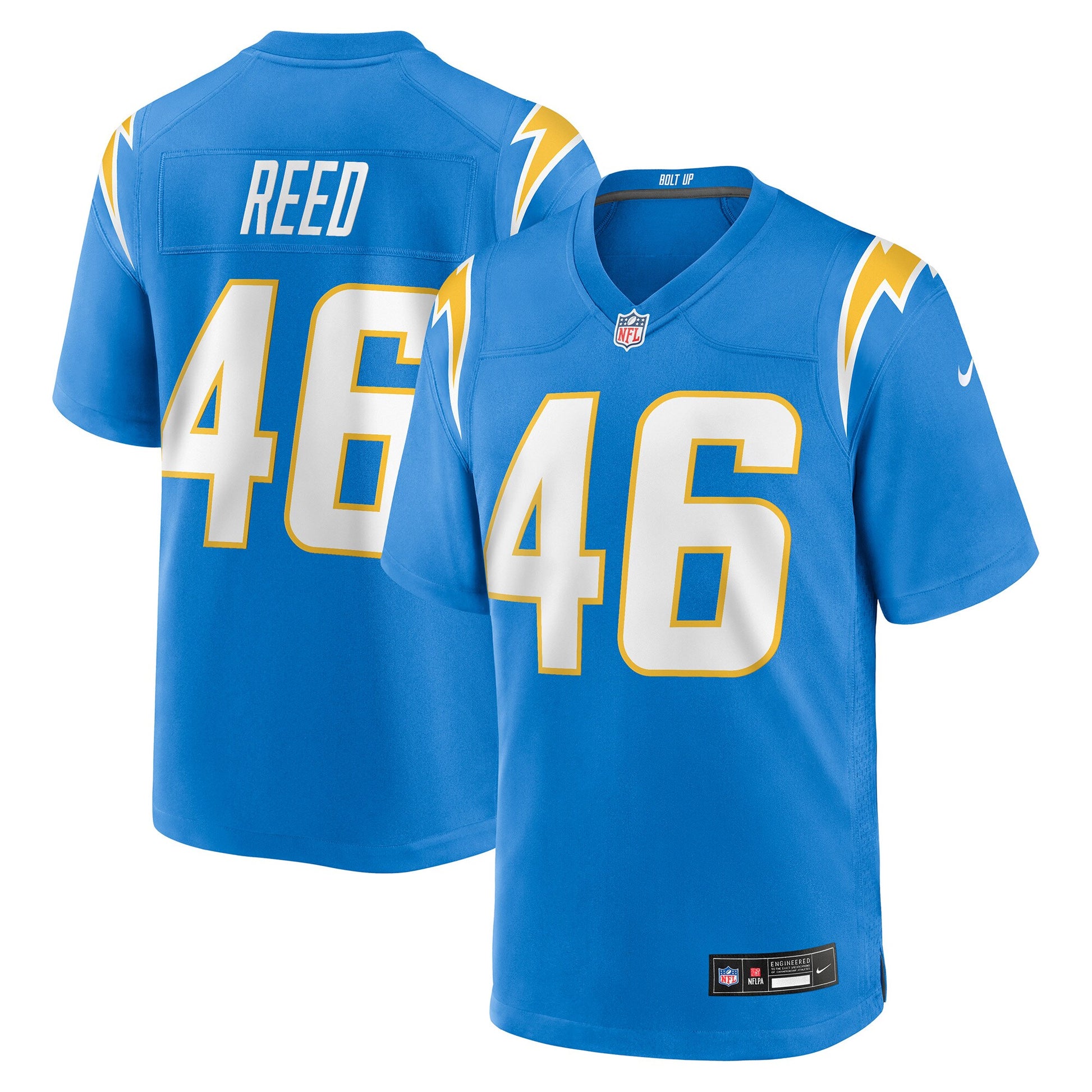 Nikko Reed Los Angeles Chargers Nike Team Game Jersey -  Powder Blue